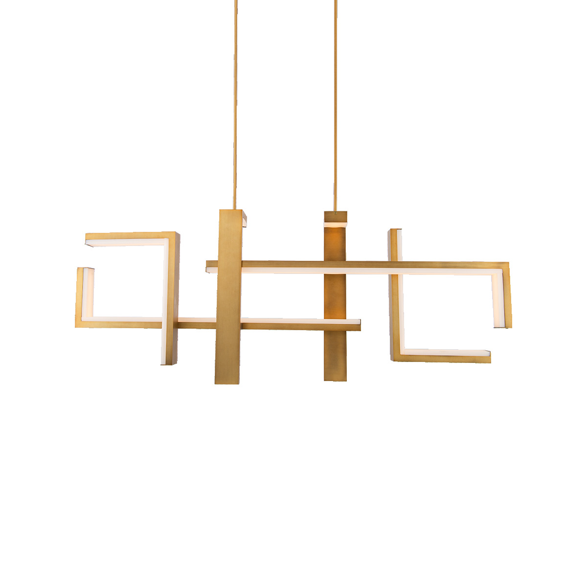 Like star-crossed lovers never to meet, parallels of finely-finished lines and light create the intriguing display.