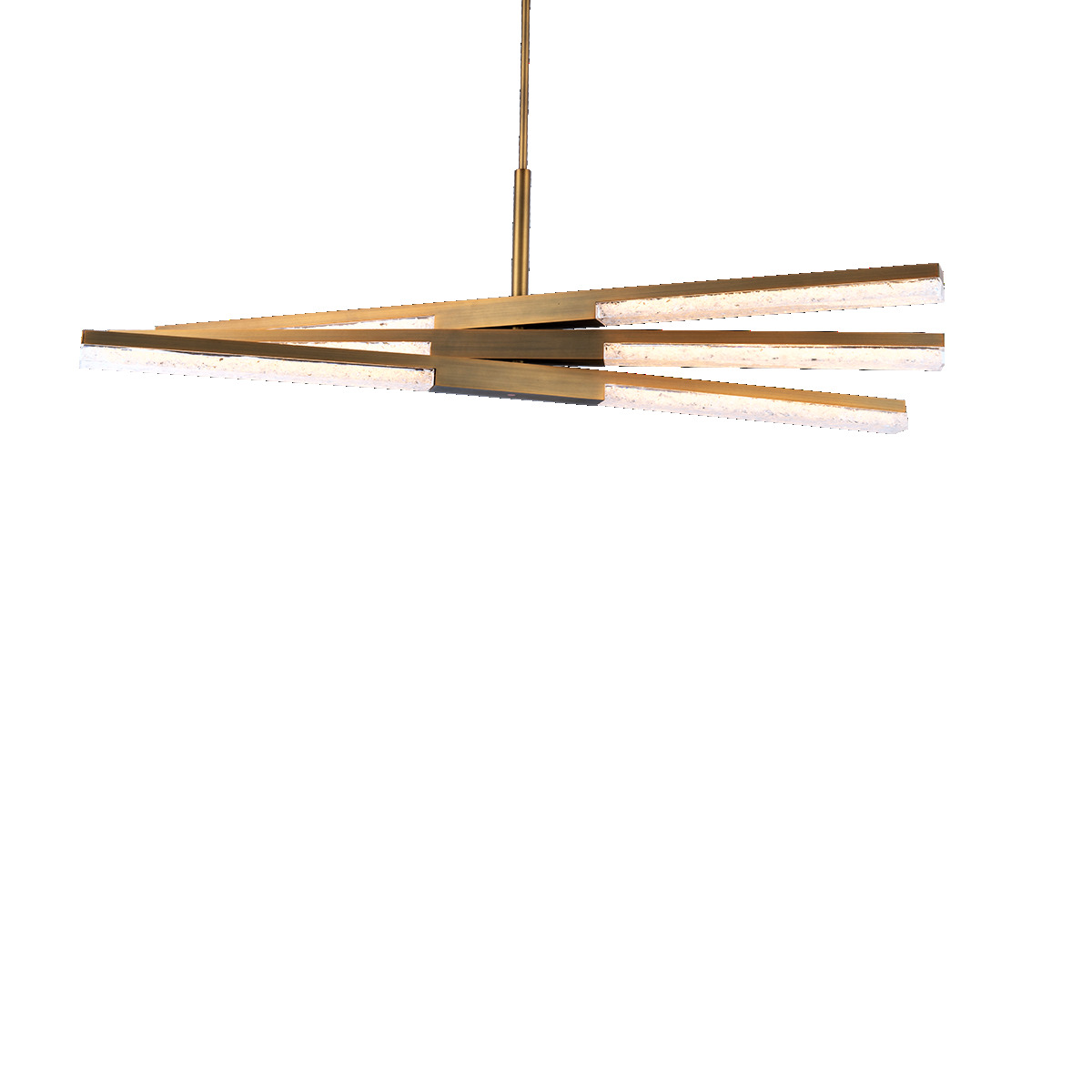 Illustrious reclaimed crystal that has been crushed and suspended are set in rods and illuminated throughout by discretely hidden LEDs.