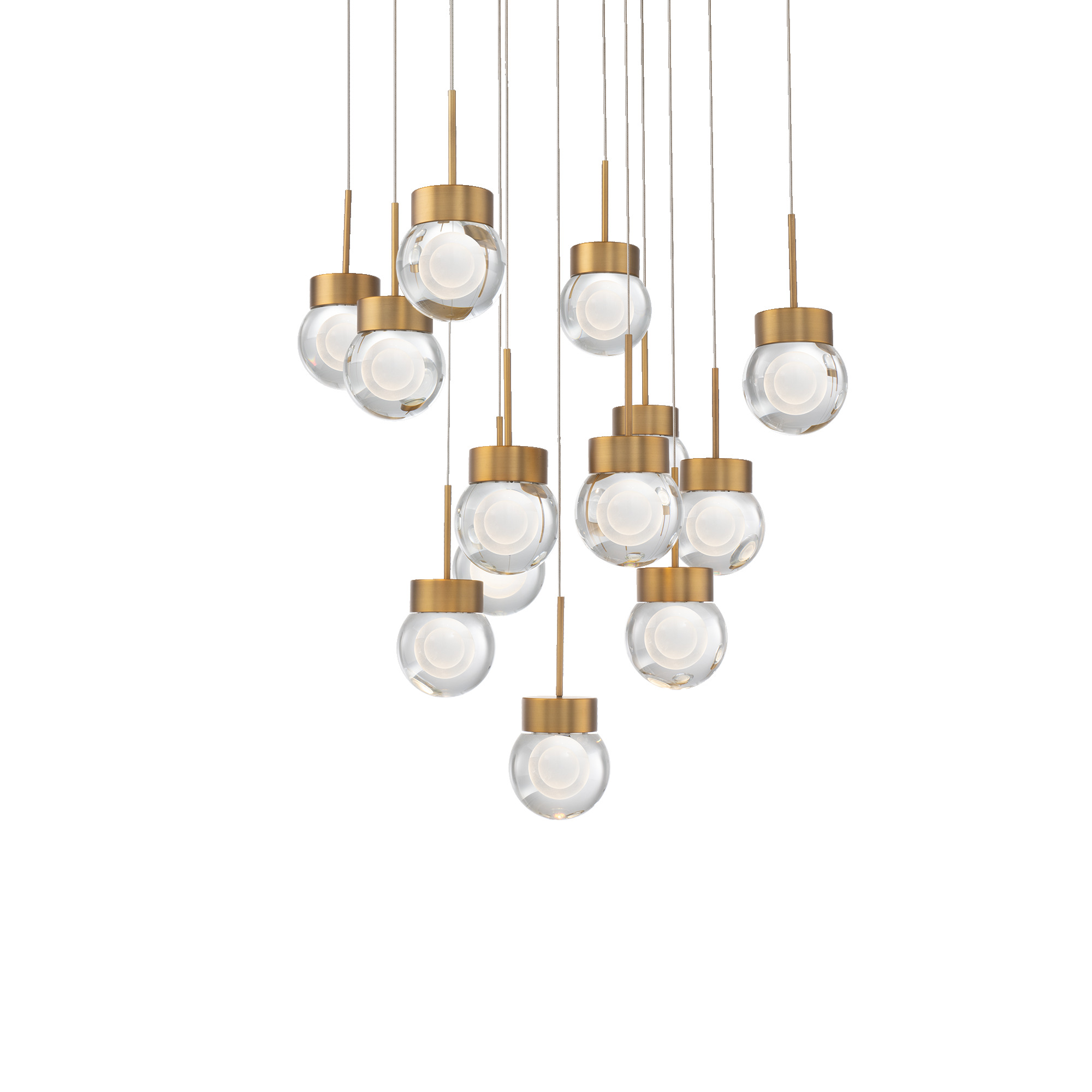 Like a minimalist take on a crystal ball, these pendant’s laser etched orbs are installed in various arrangements on one canopy to create an artful statement as well as deliver ample lighting to spaces throughout a home or business.