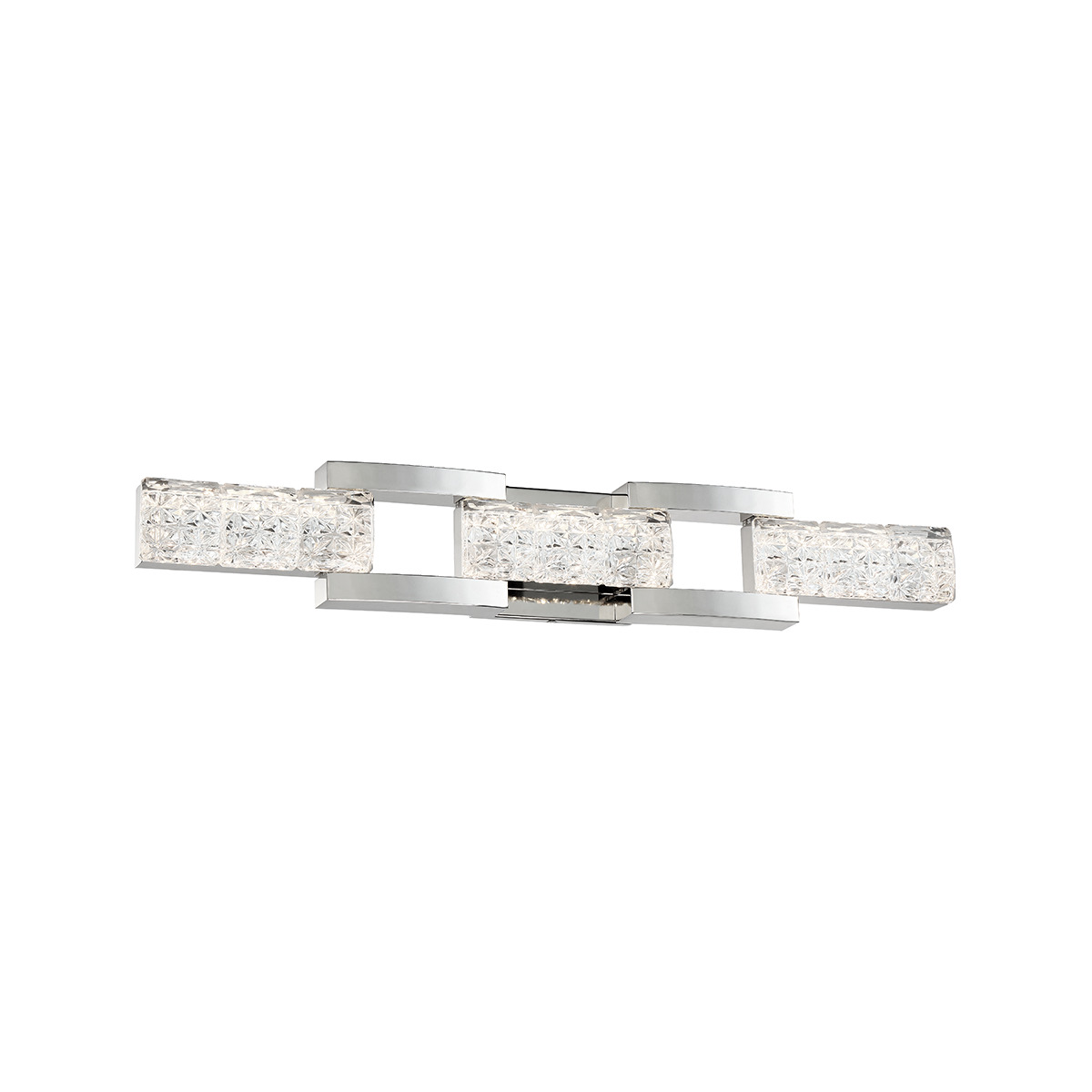 Like a glamorous tennis bracelet fashioned from cushion-cut diamonds, this sparkling vanity transforms your bath into a luxe sanctuary. Expertly hand-cut crystal harmonizes with polished nickel hardware for maximum shine, while highly rated LEDs fill your space with flattering and functional light.