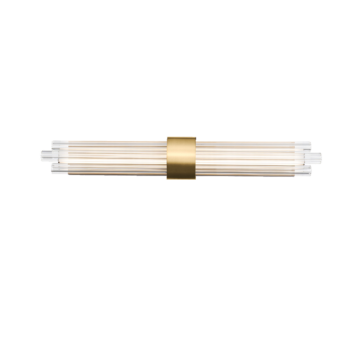Reeded glass cylinders are nested together creating a striking prismatic effect. Substantial finished hardware complement the delicate crystalline elements elegantly. The textural juxtapositions raise the bar for lighting design. Advanced ACLED technology helps achieve a clean architectural look.