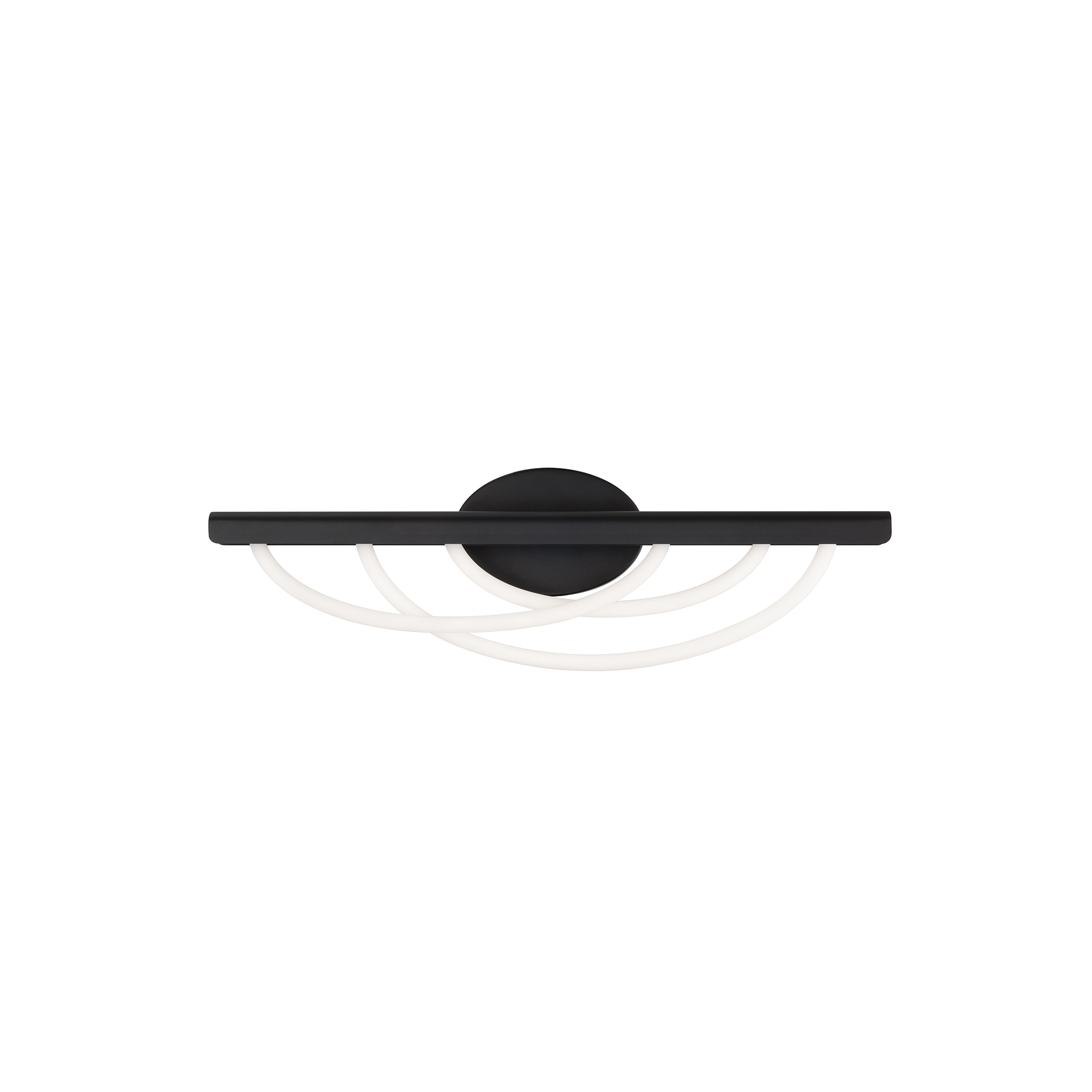 Loops of light. Suspended from a straight bar, soft swags of silica tubing emit an otherworldly glow.
