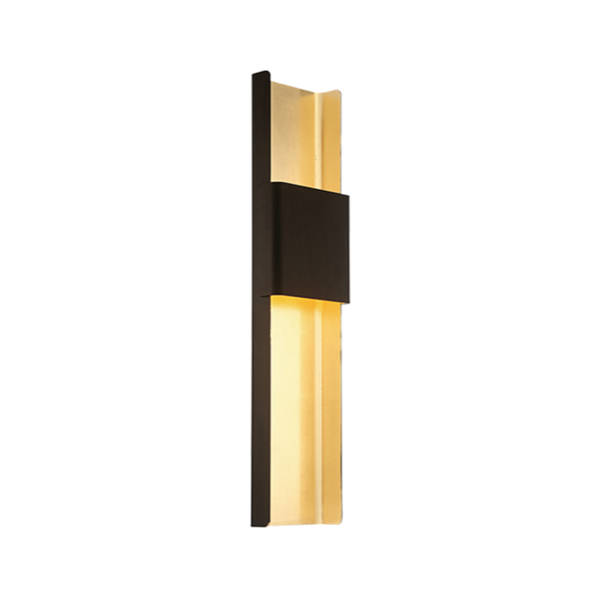 Hand-leafed with a contrast finish, Tribeca adds gilded glamour and the downtown sophistication of New York to your modern living space. A sanded glass diffuser, concealed by the center bridge, softens the up and down illumination, which is sourced from cutting-edge, energy-efficient LED modules inside. Mount it vertically or horizontally, whatever suits your space.