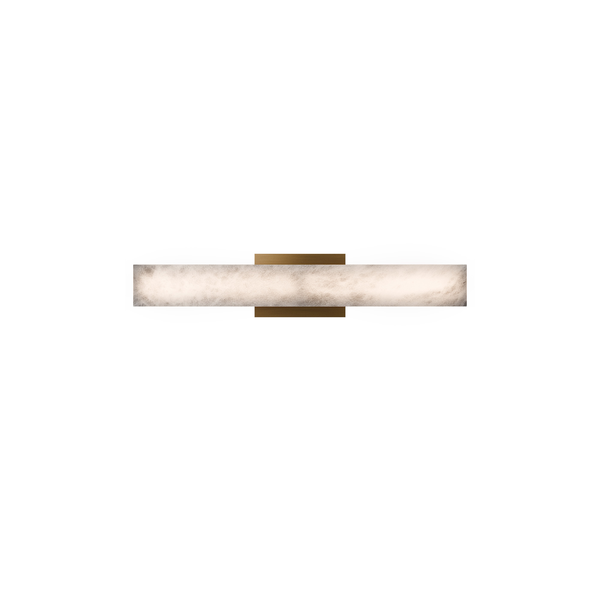 Streamlined and simple. An elegant bar of organic Spanish Alabaster is mounted on a rectangular plate. When lit, this slim sconce offers luxurious, softly diffused illlumination.