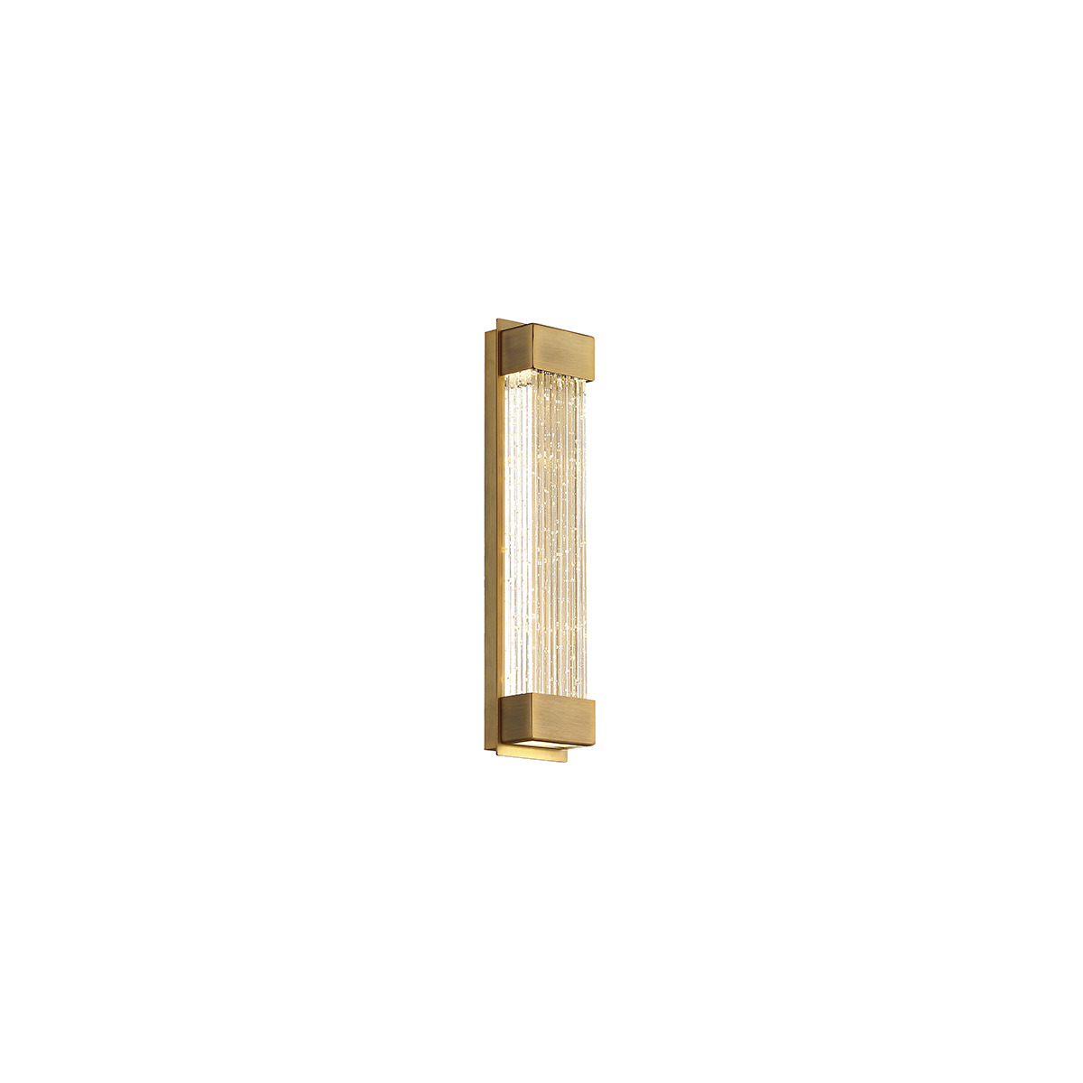 Featuring an aged brass finish that’s right in line with the latest trends, Tower brings understated luxury to every setting. The painstakingly V-cut seeded crystal inset adds a touch of glamour. With LEDs to light the crystal from both ends, plus a bonus hidden up light or downlight, this sconce delivers the best of both worlds—warm ambience and quality indirect illumination.