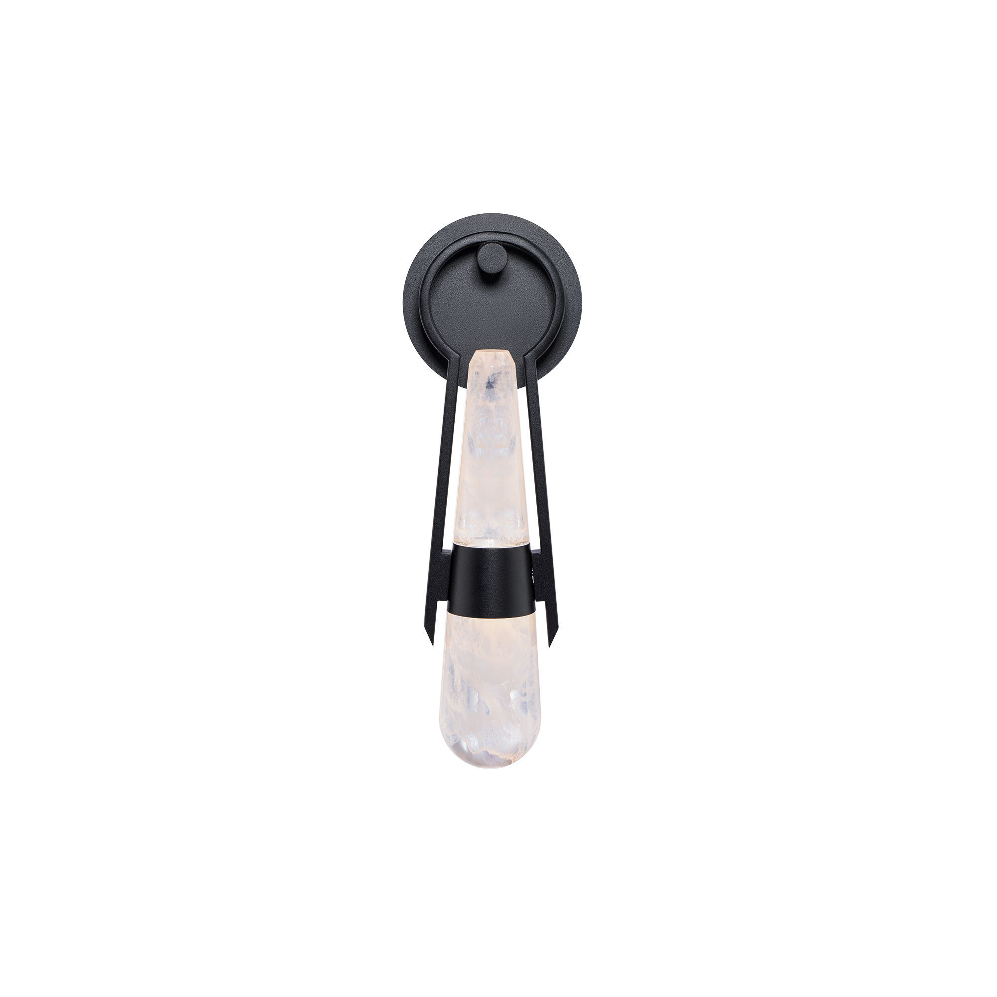 A hazy droplet captured within a distinctive keyhole frame softens illumination from integrated LEDs into a gentle, inviting glow for any wall in your space.