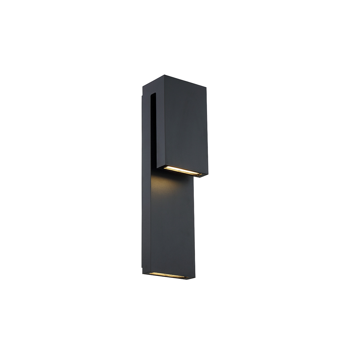 Two thin planks of precisely wrought aluminum are stacked against each other on this smart exterior sconce, a welcoming luminaire when placed at the entrance to a hotel or modern home. Its clean, simple profile and understated finishes achieve peak minimalism, while the cutting-edge LEDs inside are top of the line for powerful, energy-efficient, long-lasting illumination. With this luminaire, the odds are definitely in your favor.