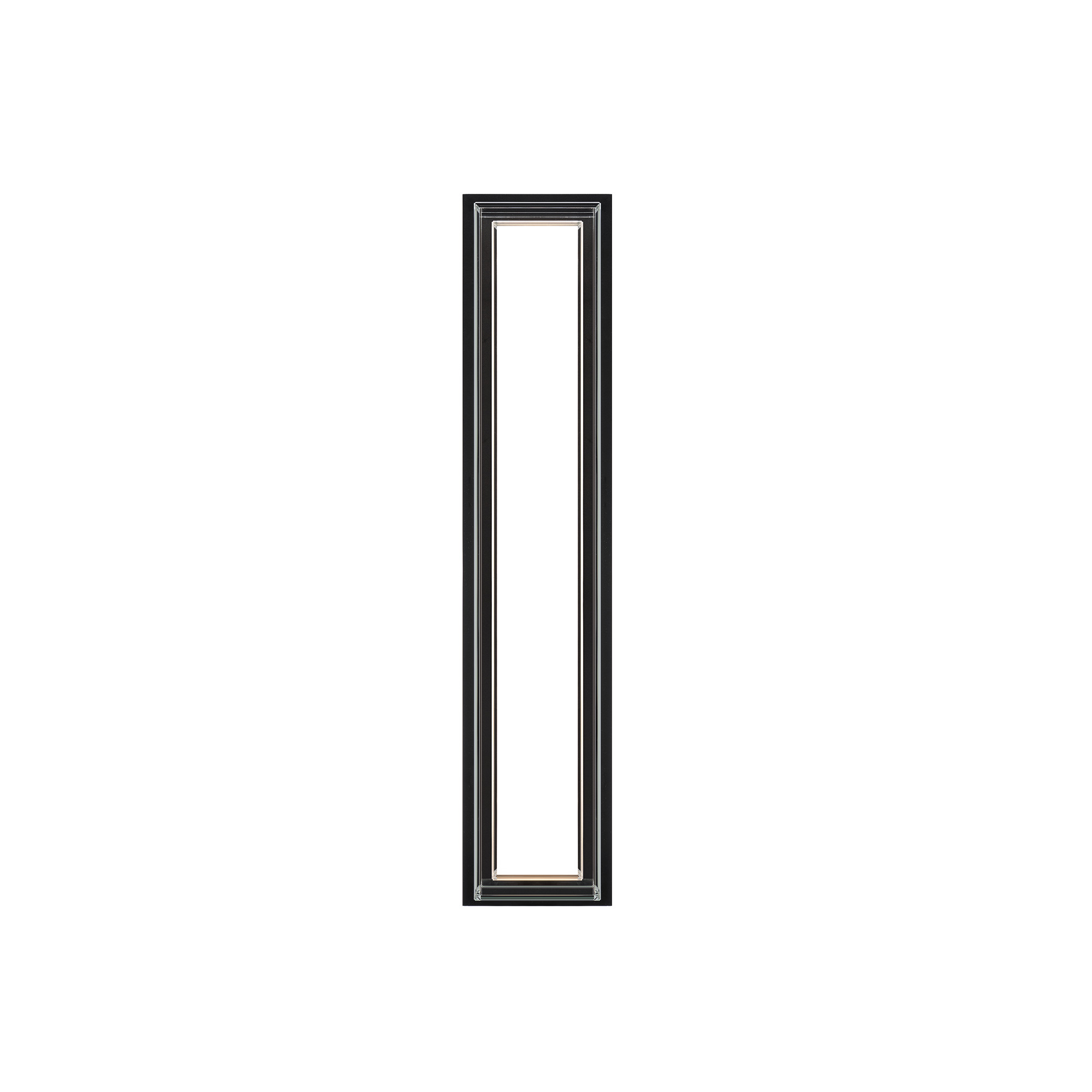 Frozen. The Ice Bar outdoor wall light showcases a substantial gleaming backplate behind a clear glass shade. The etched glass interior adds texture, creating a glowing rectangle of soft illumination from concealed, color temperature adjustable LEDs. Offered in 26 and 34-inch sizes, Ice Bar is finished in black.