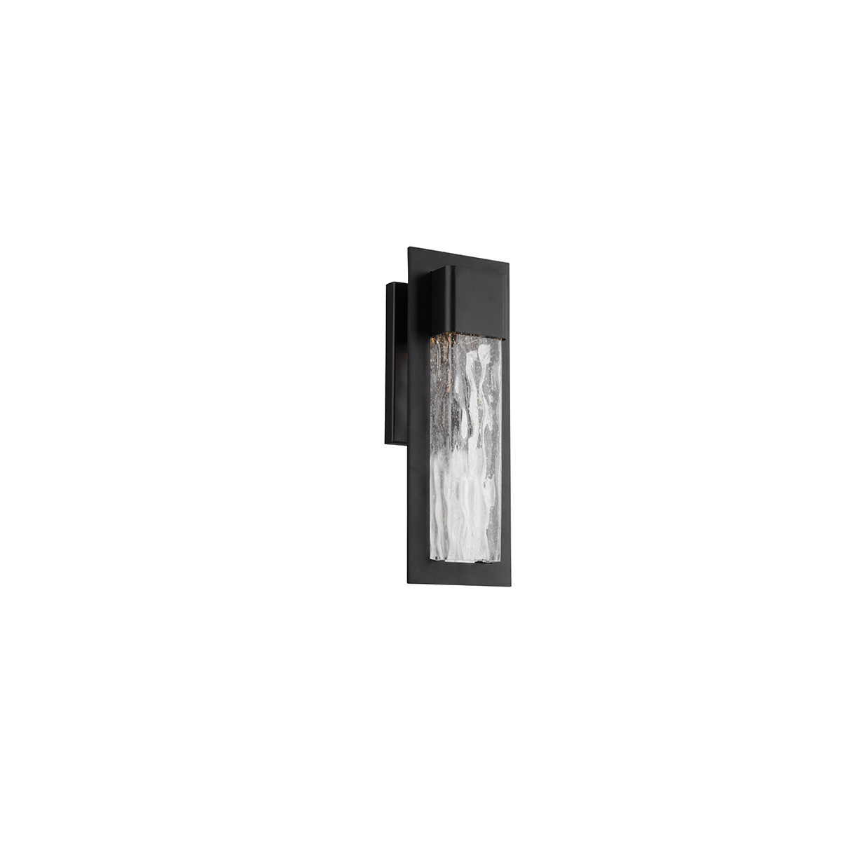 A contemporary outdoor sconce inspired by the handmade colonial era glass window panes. The seeded and hammered glass is captivatingly framed and weather resistant finished.