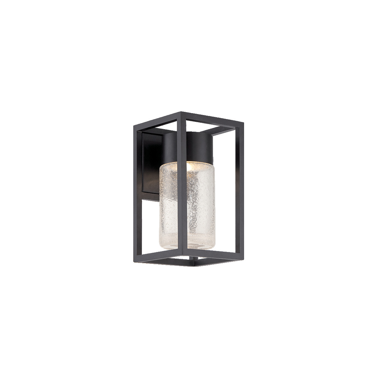 A refreshing look for refined tastes. A raindrop glass cylinder suspended within in an architectural frame. Beautifully illuminated with LED down lighting for a magical appearance of crystallized effervescence. Dark sky orientation preserves observation of star filled skies.