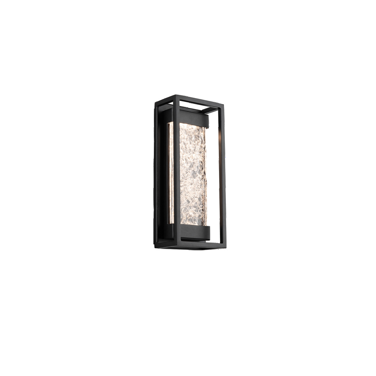 Like with ocean waves in the horizon, light twinkles in the undulating glass within this lantern. The minimalistic frame and discreetly-hidden LED technology for soft illumination are well-suited for entrances of upscale residences and commercial spaces.