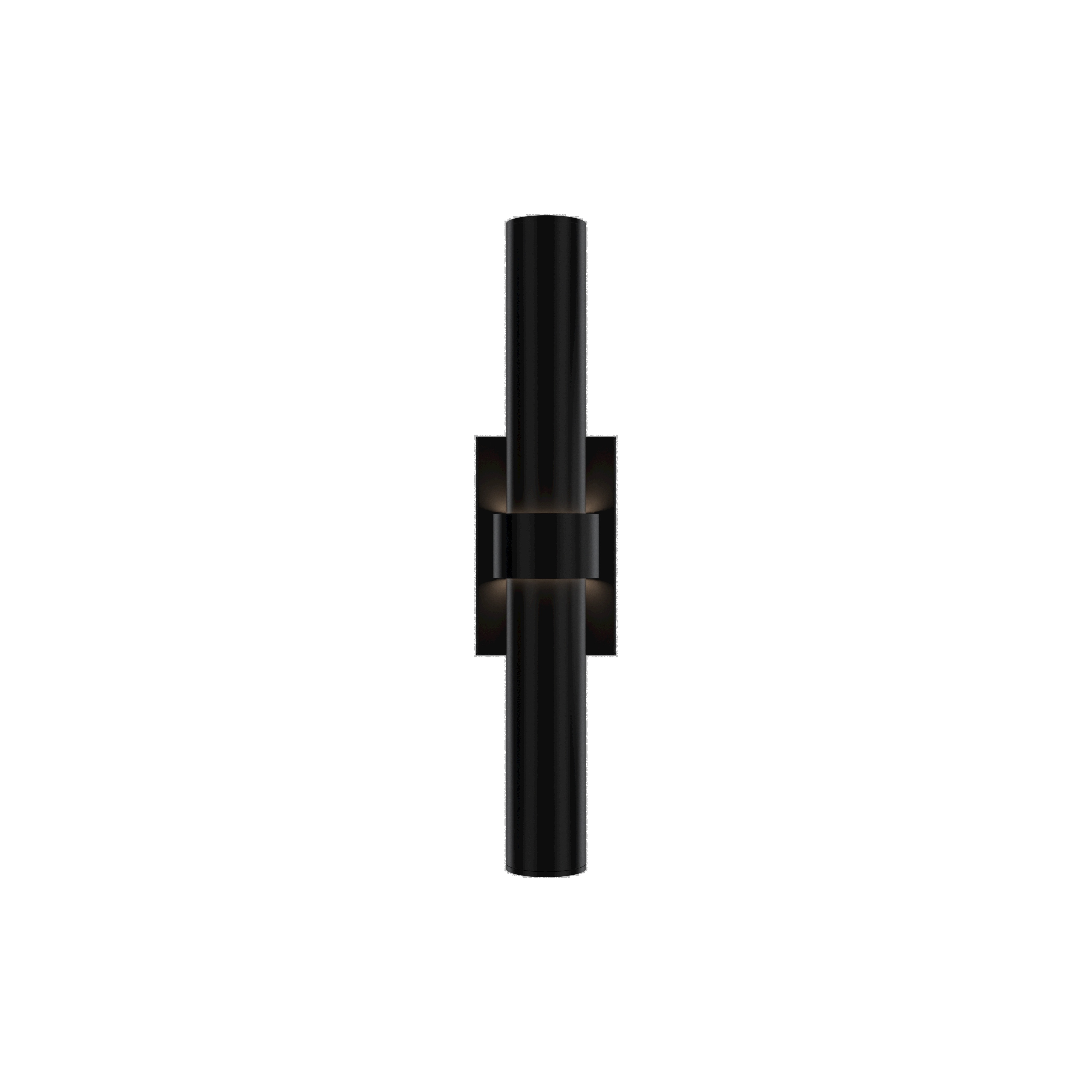 Tall and slim, the Quincy outdoor wall light boasts a low-profile metal mount that holds a large vertically-mounted cylinder. The double lamping at its center delivers a seamless flow of up and down, color temperature adjustable LED light through each open end. The 20-inch Quincy is finished in crisp black.