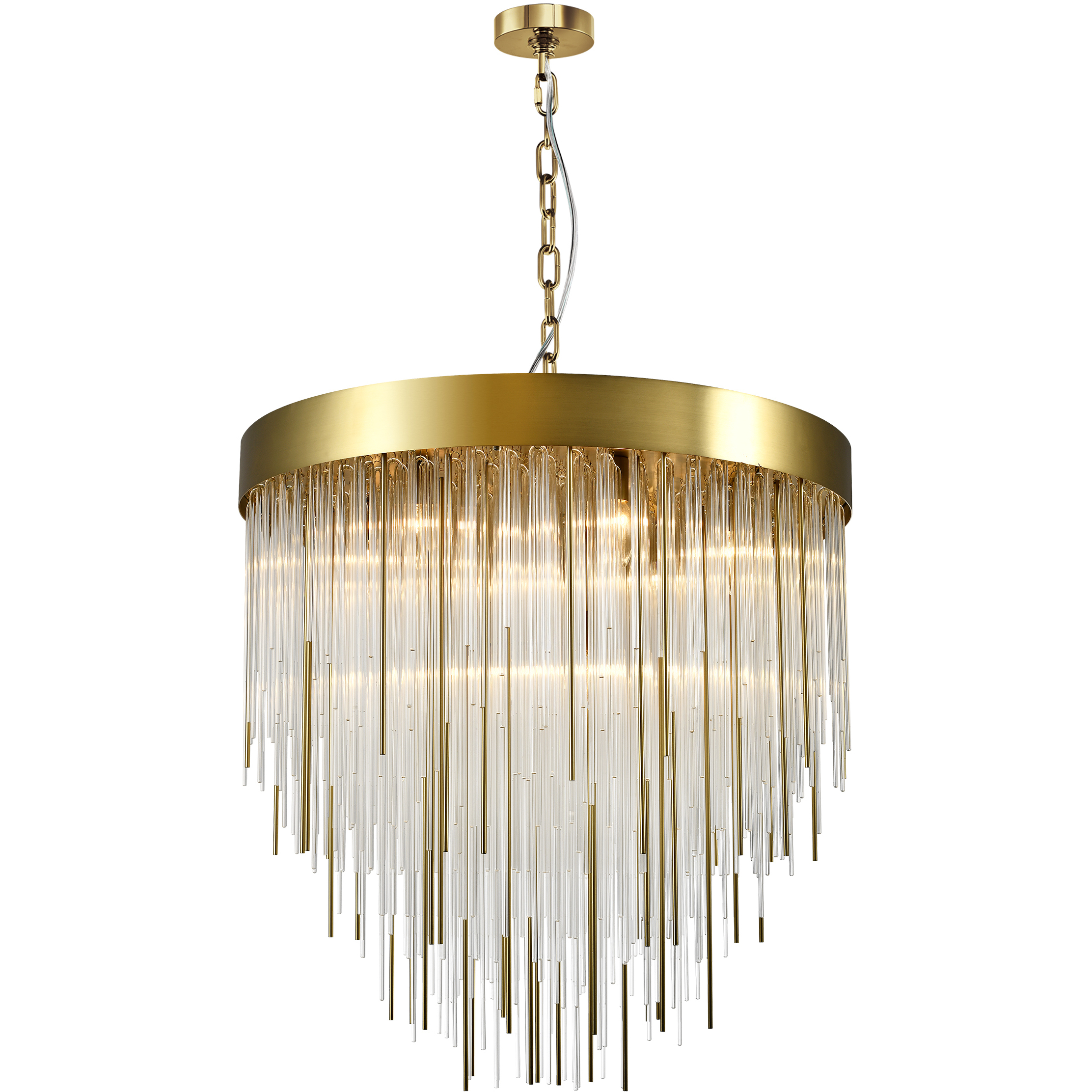 WATERFALL 12 LIGHT CHANDELIER AGED BRASS