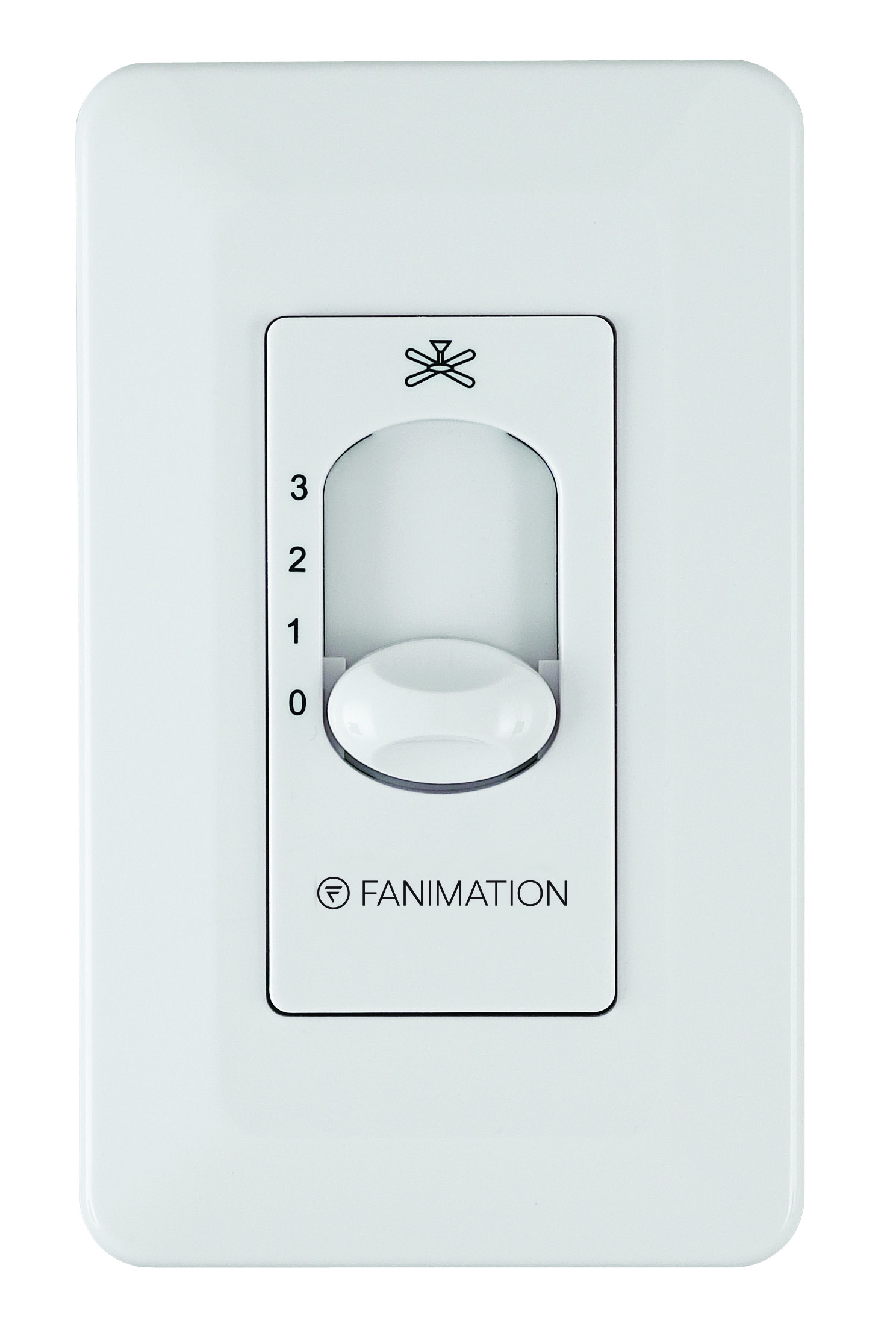 Ceiling Fan Wall Control For Up To Two Fans, Non-Reversing - 3 Speed Fan only - White