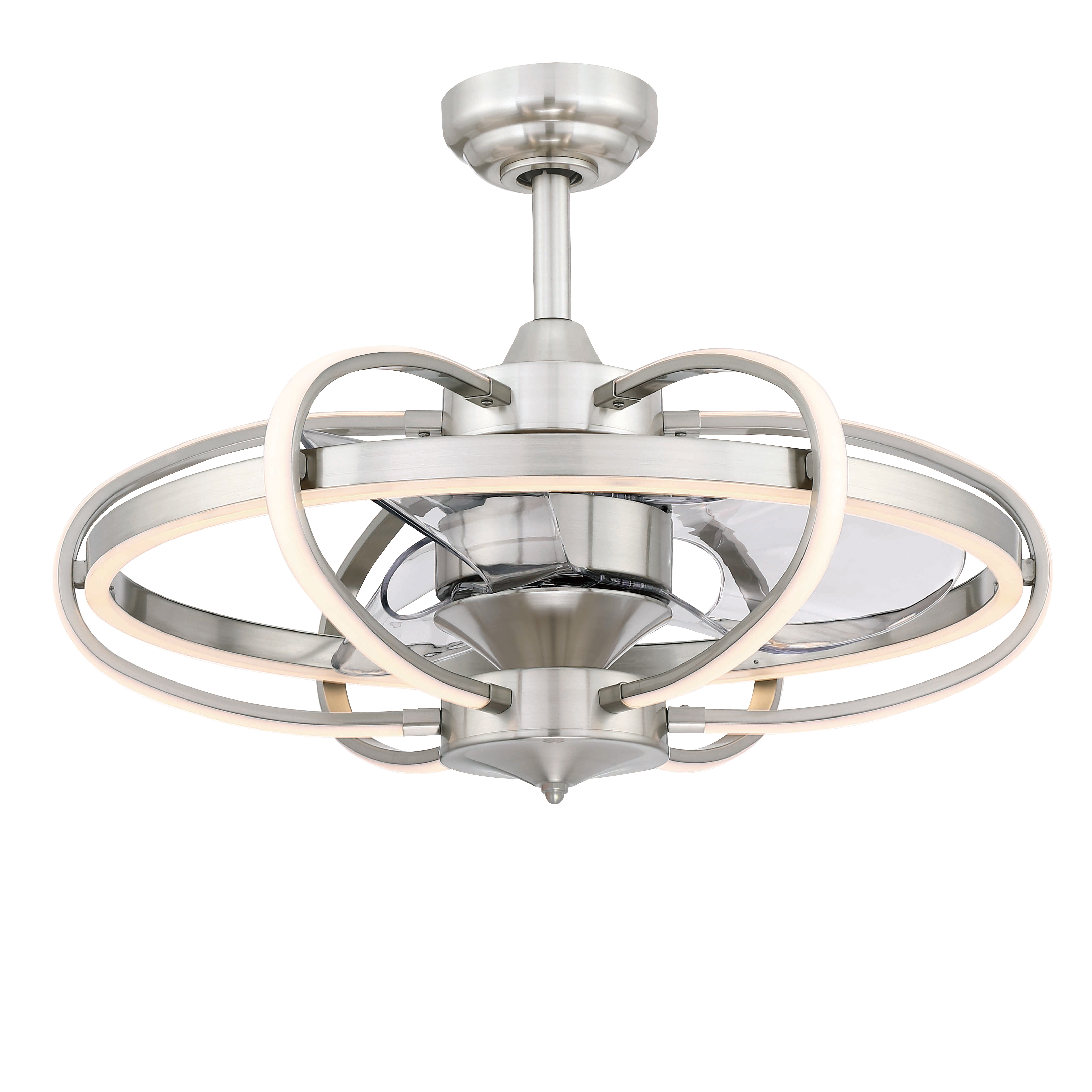 Obvi 22 inch Indoor Ceiling Fan with LED Light Kit - Brushed Nickel with Clear blades