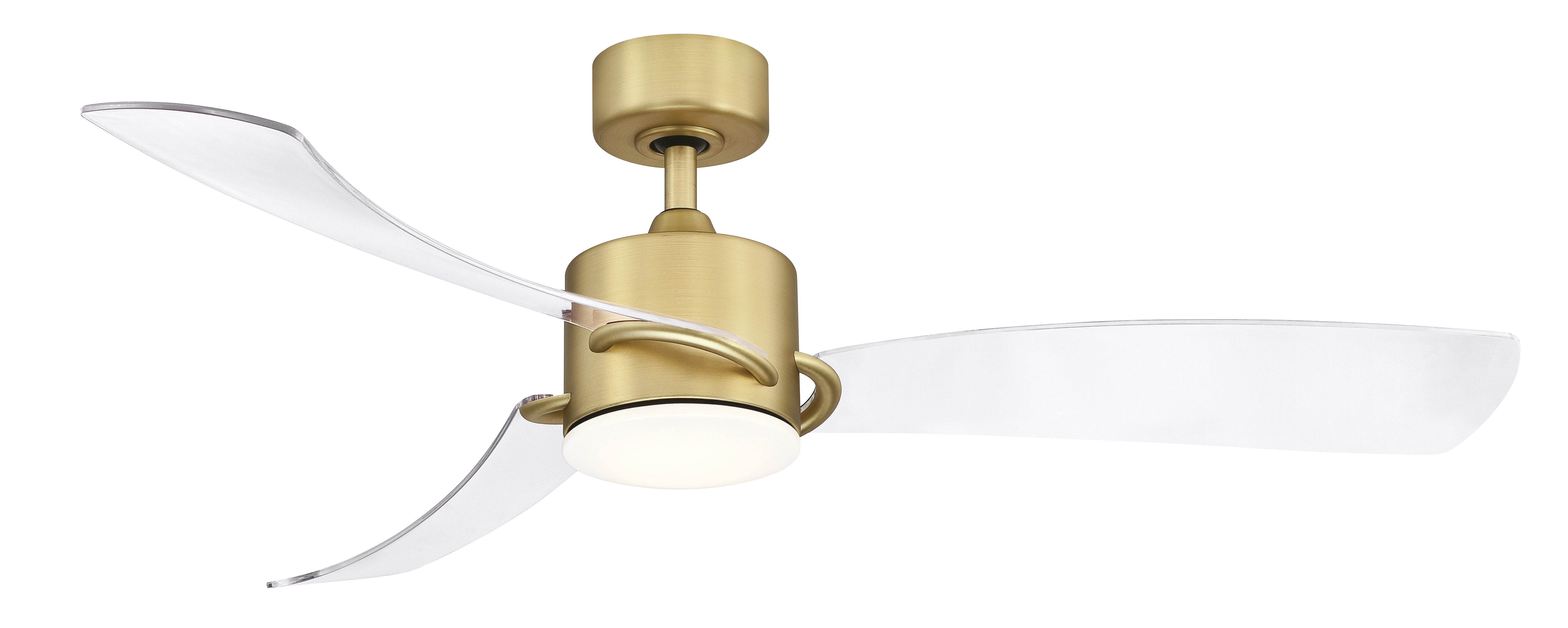 SculptAire 52 inch Indoor/Outdoor Ceiling Fan with LED Light Kit - Brushed Satin Brass with Clear blades