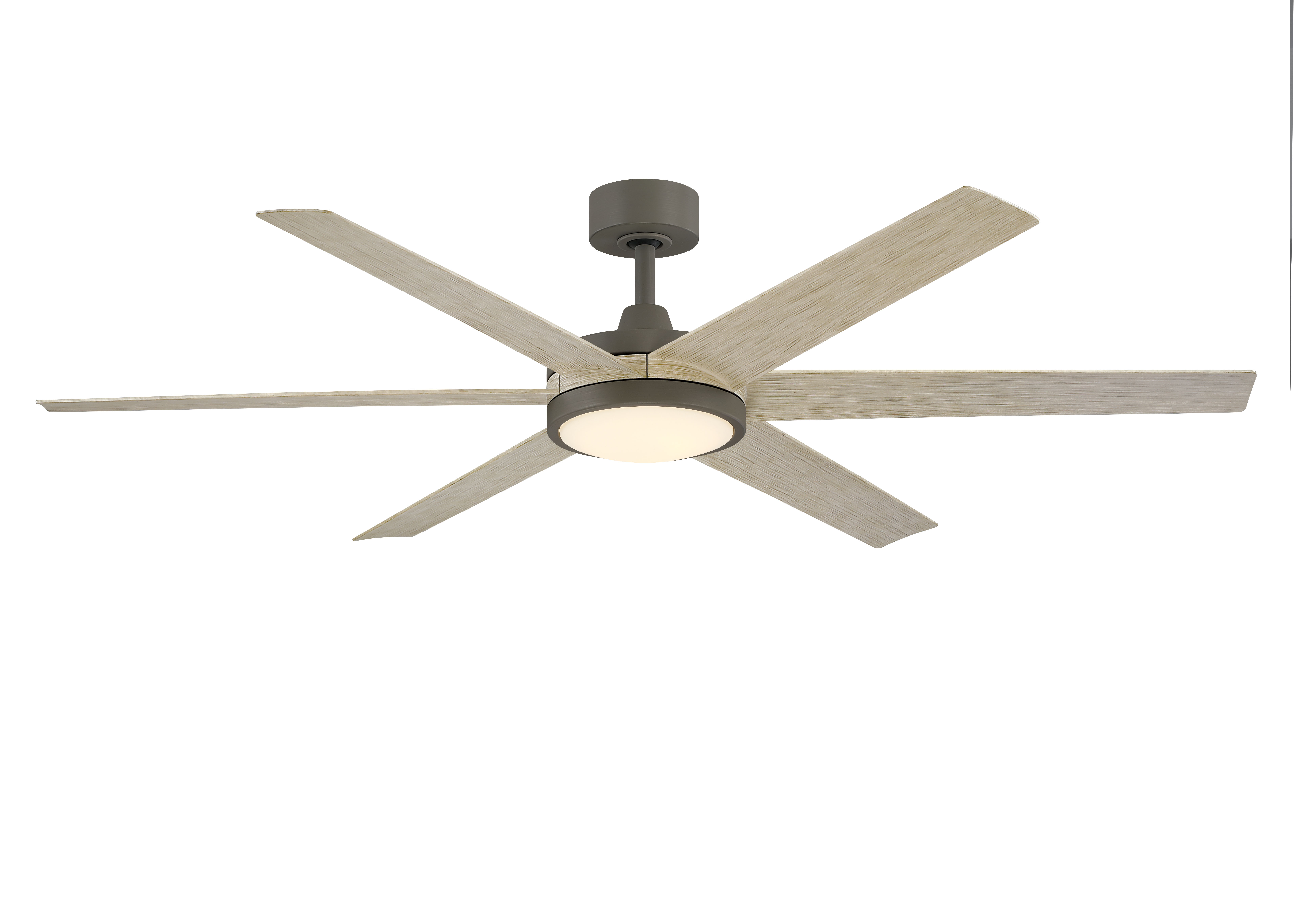 Brawn 64 inch Indoor/Outdoor Smart Ceiling Fan with LED CCT Select Light Kit - Antique Graphite with Light Oak Blades