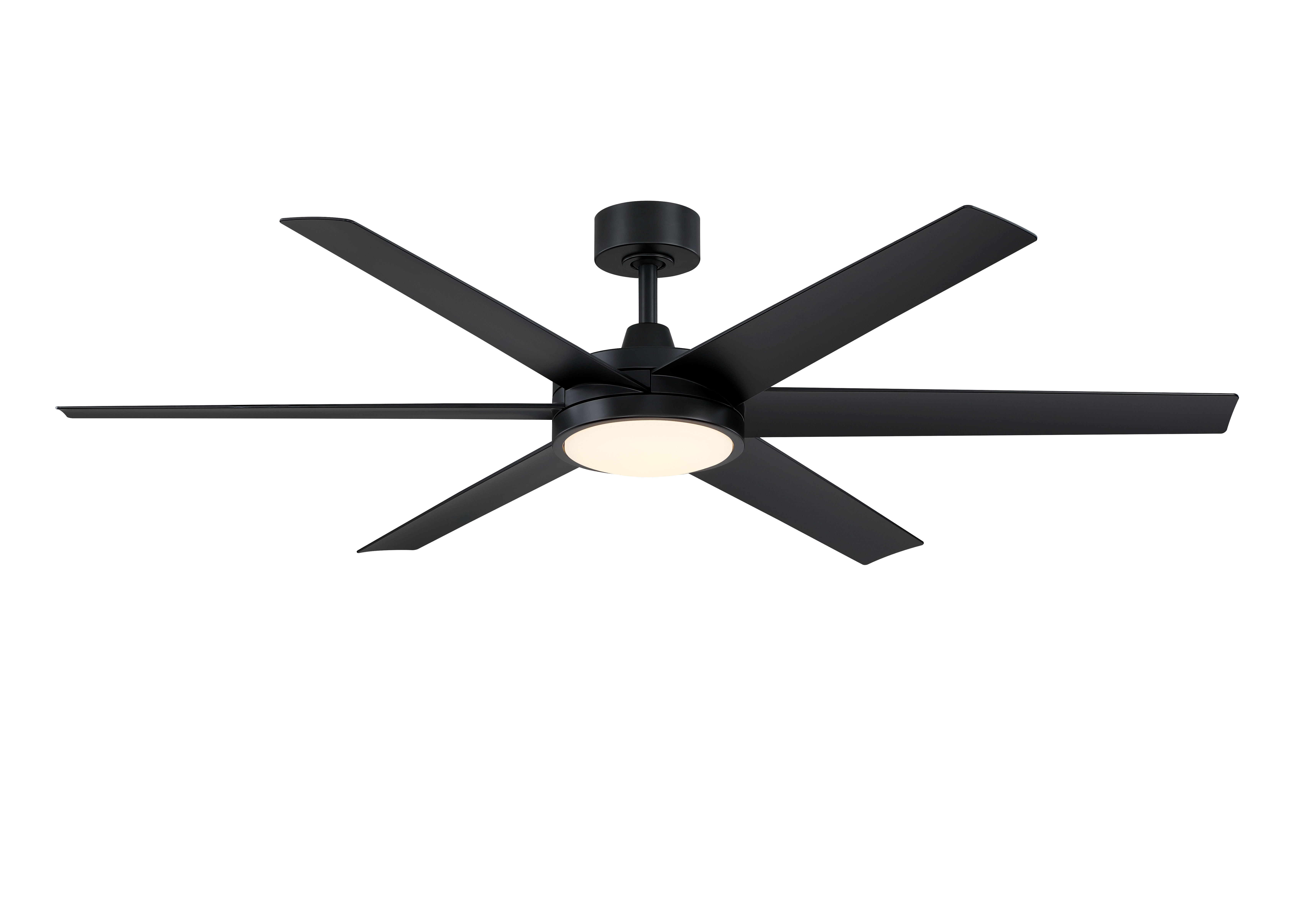 Brawn 64 inch Indoor/Outdoor Smart Ceiling Fan with LED CCT Select Light Kit - Black with Black blades