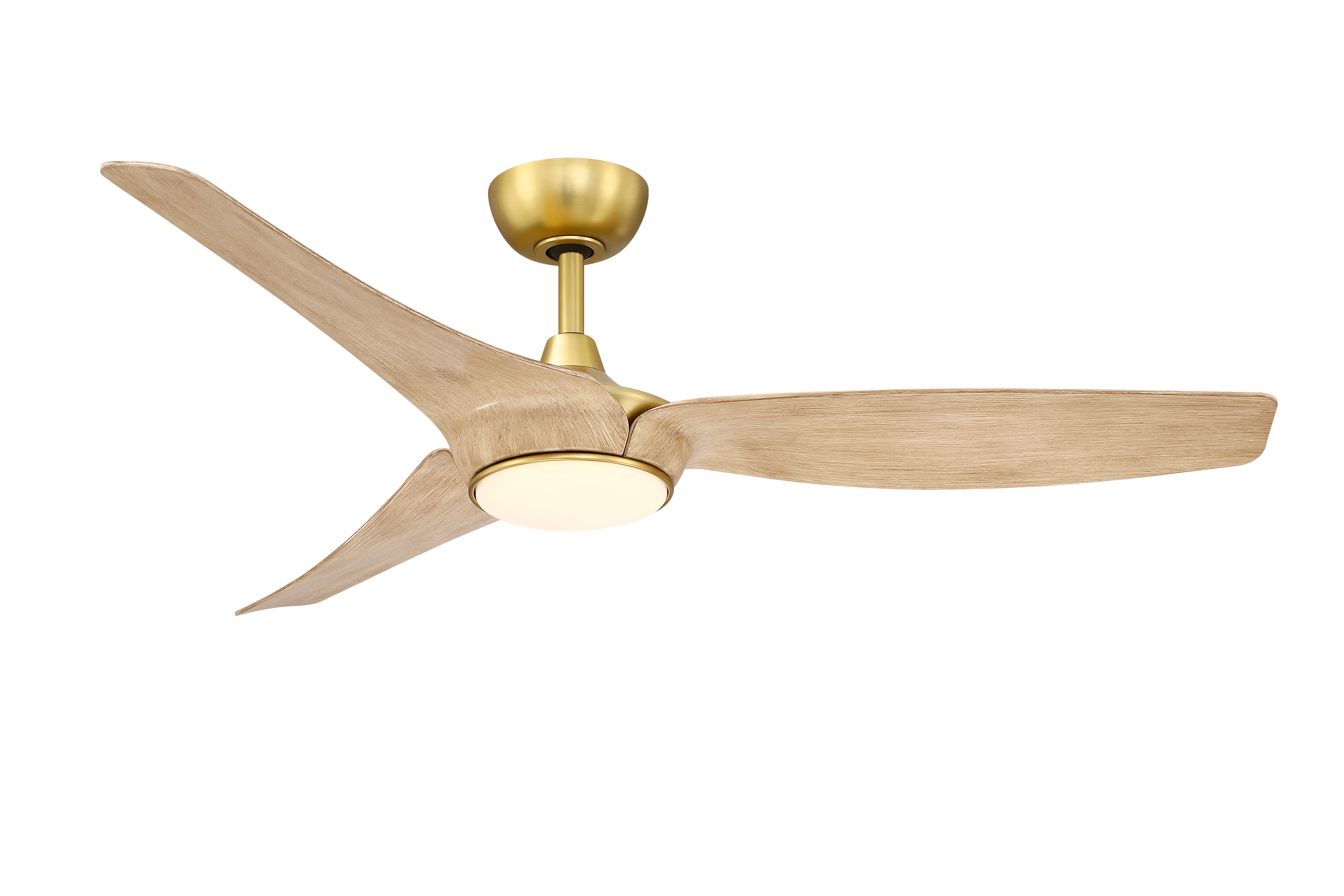 Lizza 56 inch Indoor/Outdoor Smart Ceiling Fan with LED CCT Select Light Kit - Brushed Satin Brass with Natural Blades