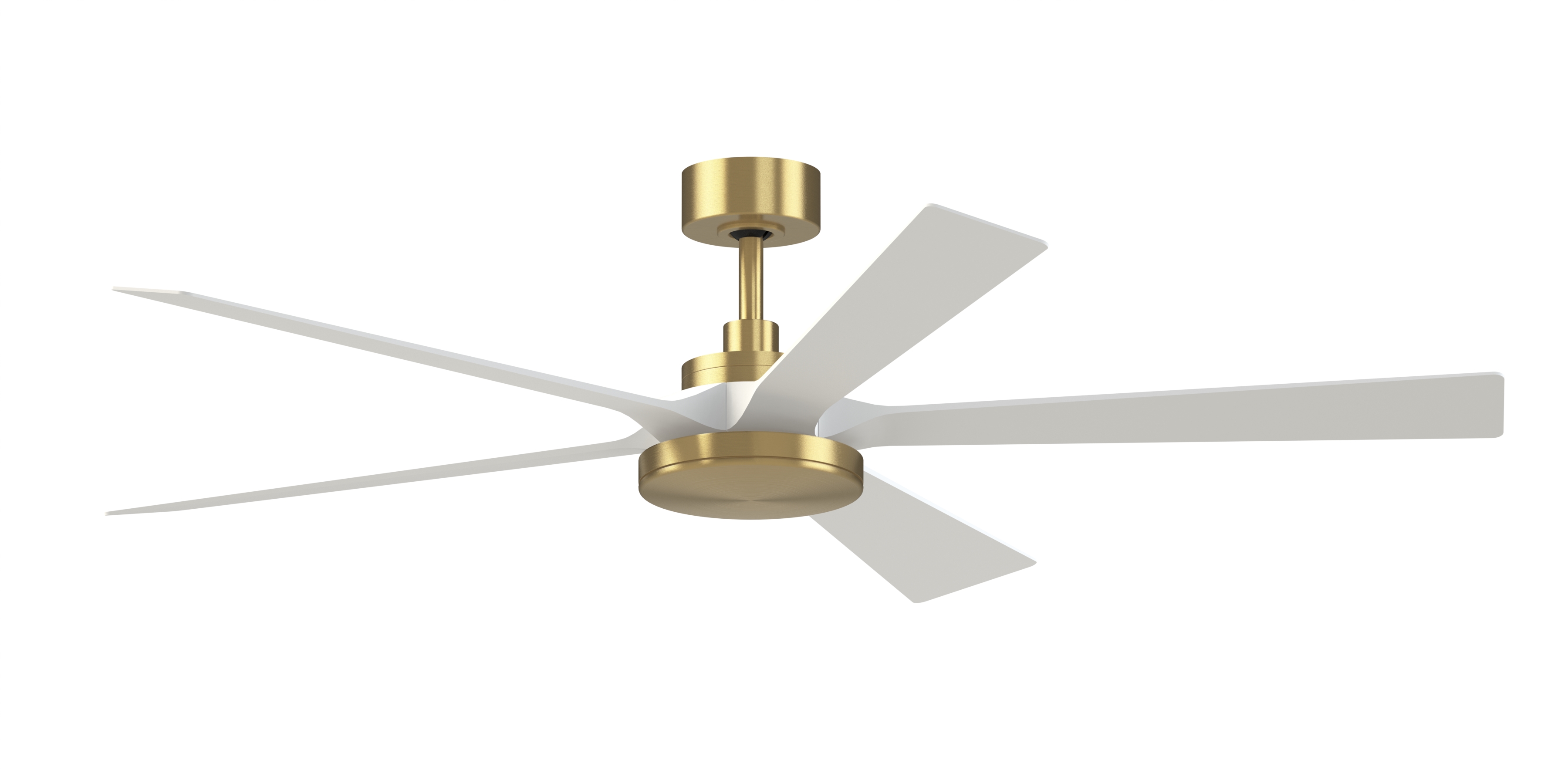 TorchAire 64 inch Indoor/Outdoor Smart Ceiling Fan with LED CCT Select Light Kit - Brushed Satin Brass with Matte White blades
