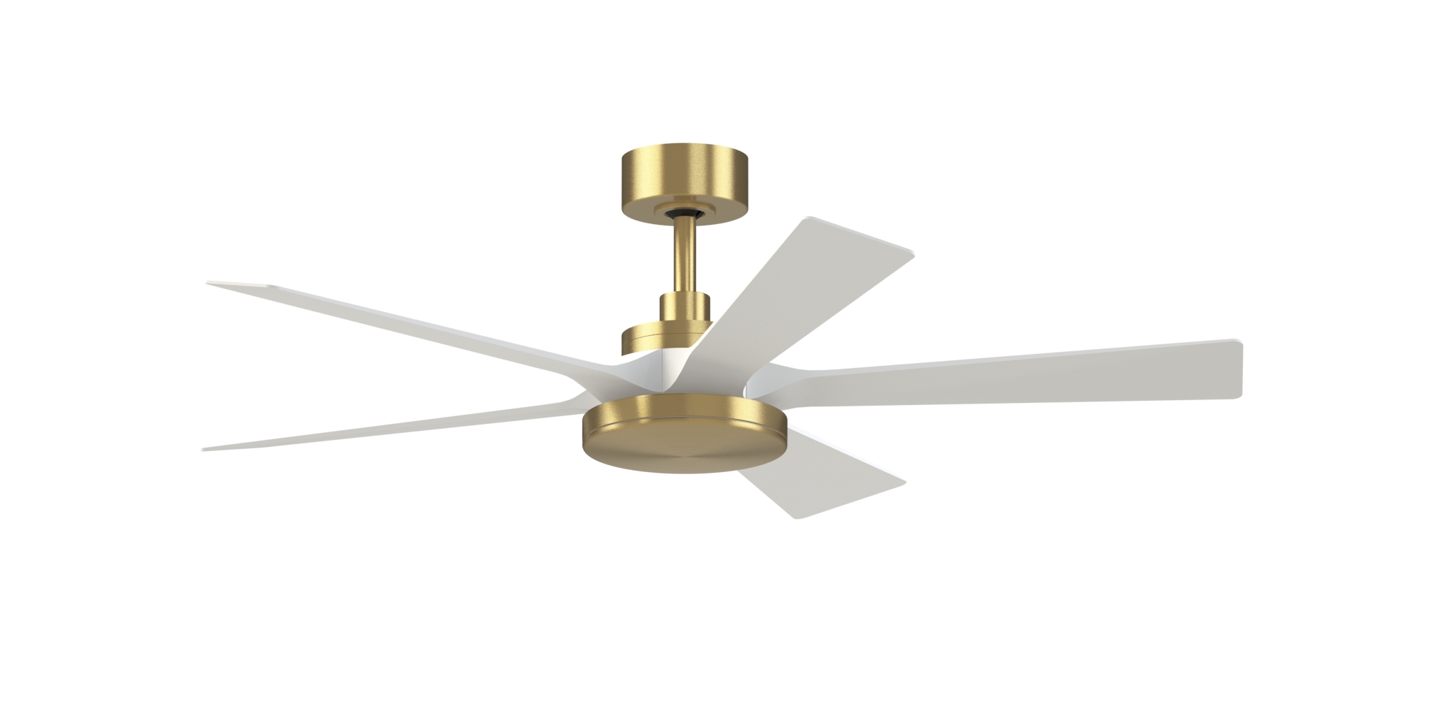 TorchAire 52 inch Indoor/Outdoor Smart Ceiling Fan with LED CCT Select Light Kit - Brushed Satin Brass with Matte White blades