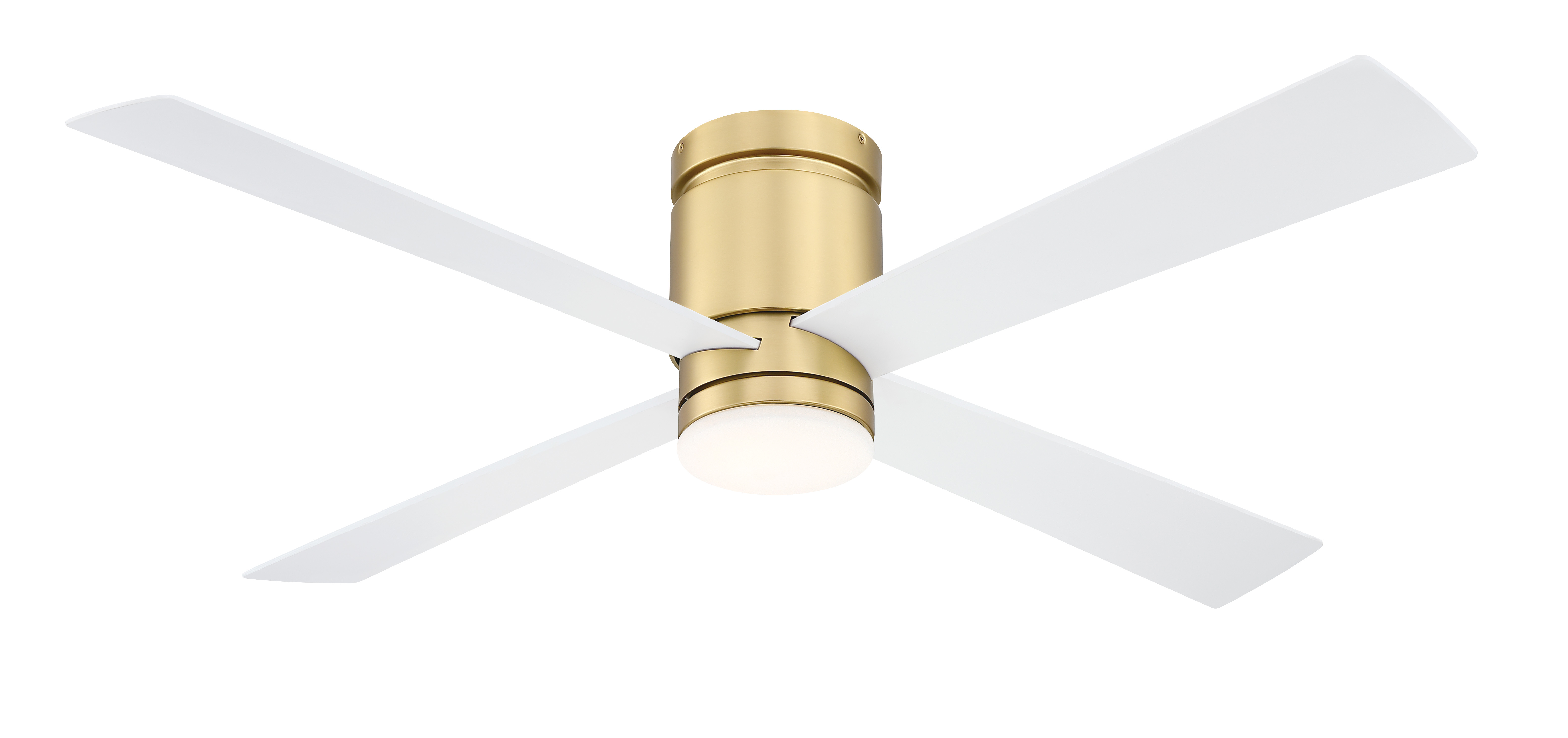 Kwartet 52 inch Indoor/Outdoor Ceiling Fan with LED CCT Select Light Kit - Brushed Satin Brass with Matte White blades