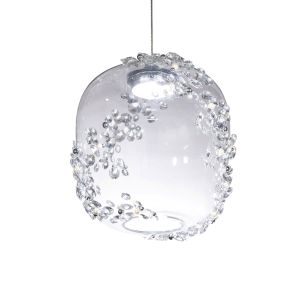 Divine 14in 3000K/3500K/4000K 120V-277V Mini Pendant in Polished Chrome with Clear Radiance Crystal