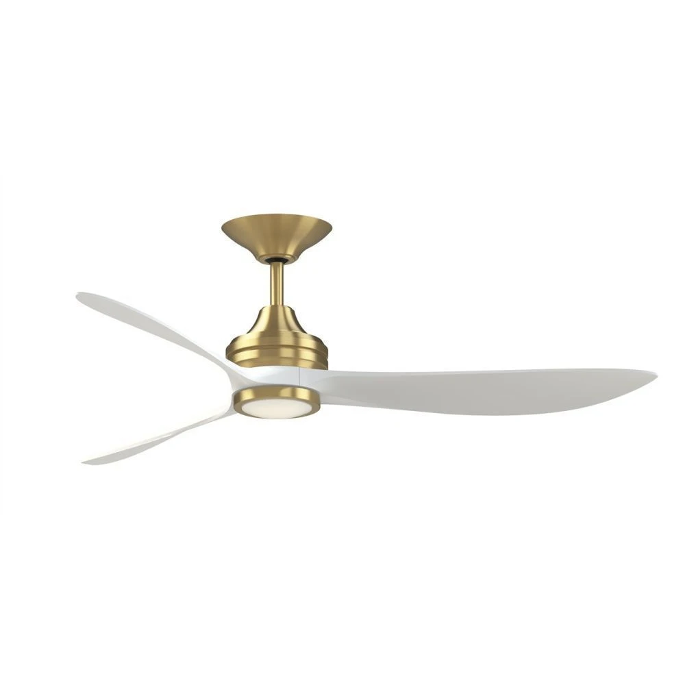 Aviara 60 inch Indoor/Outdoor Smart Ceiling Fan with LED CCT Select Light Kit - Brushed Satin Brass with Matte White Blades