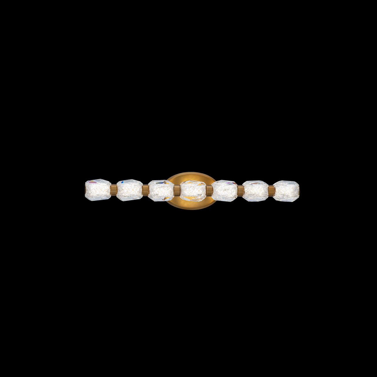 Seduction 7 Light 120/277V LED Bath Vanity & Wall Light in Aged Brass with Clear Radiance Crystal