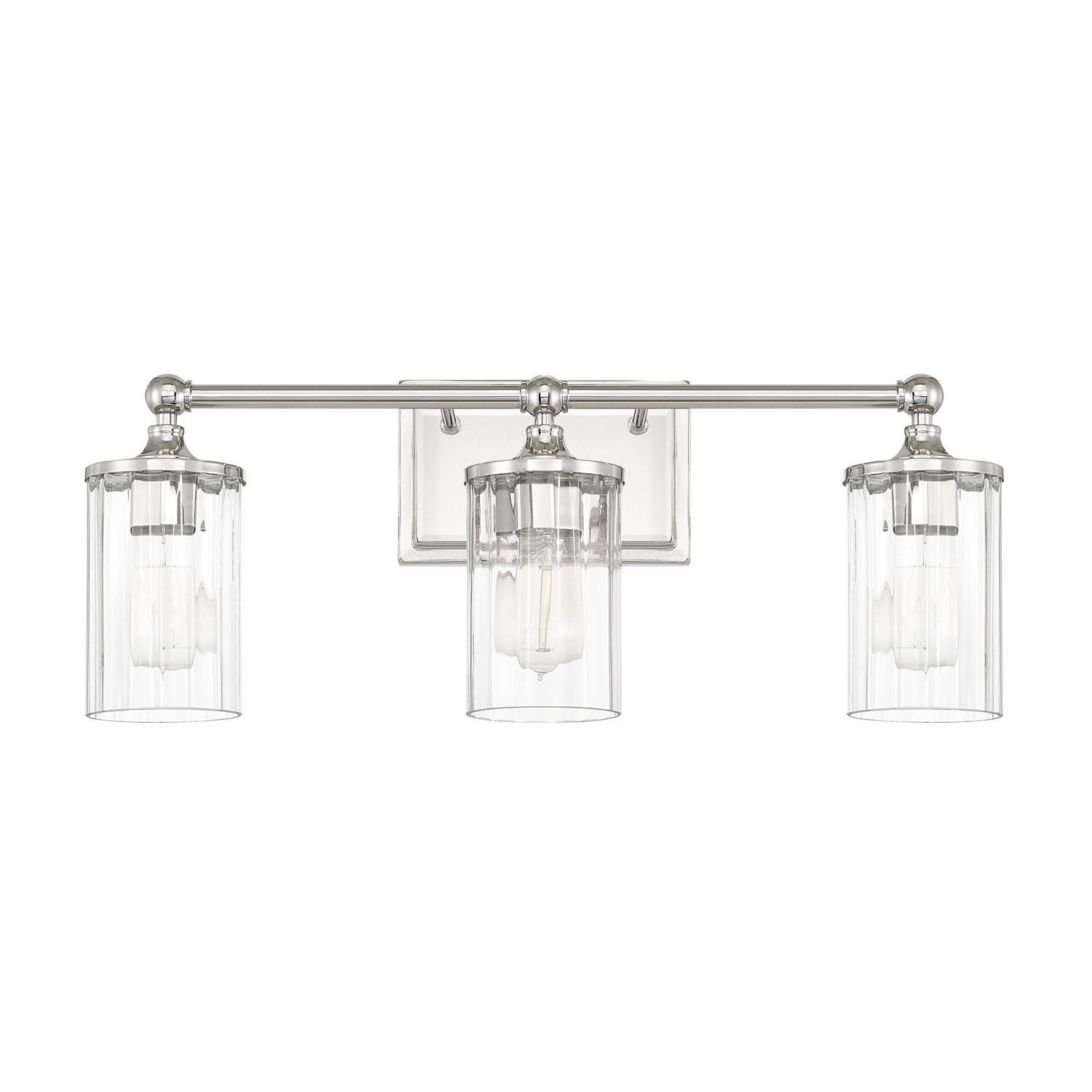 23.5" W x 9" H x 6.5" E 3-Light Clear Beveled Glass Vanity in Polished Nickel