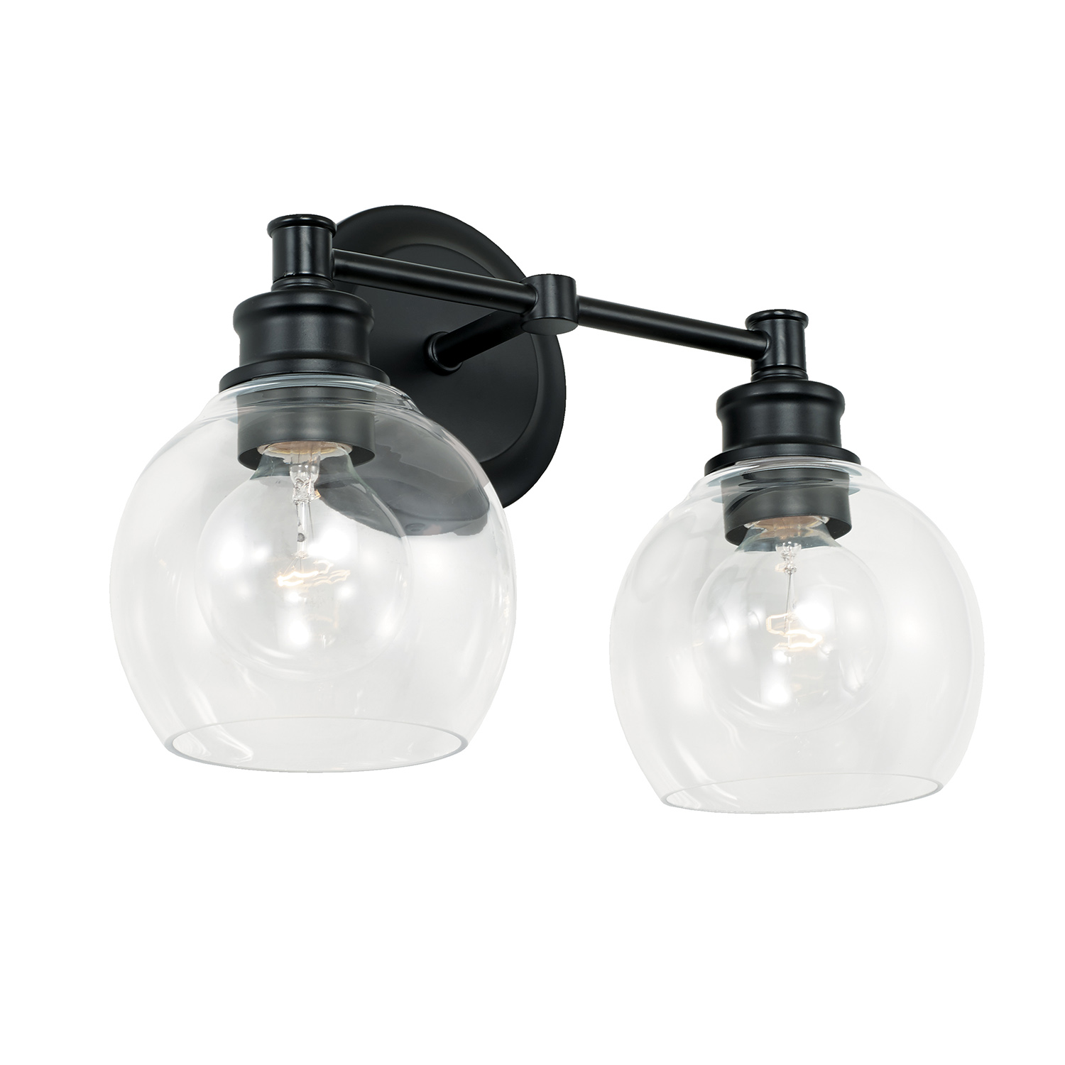14.5" W x 10" H x 7" E 2-Light Clear Glass Vanity in Matte Black