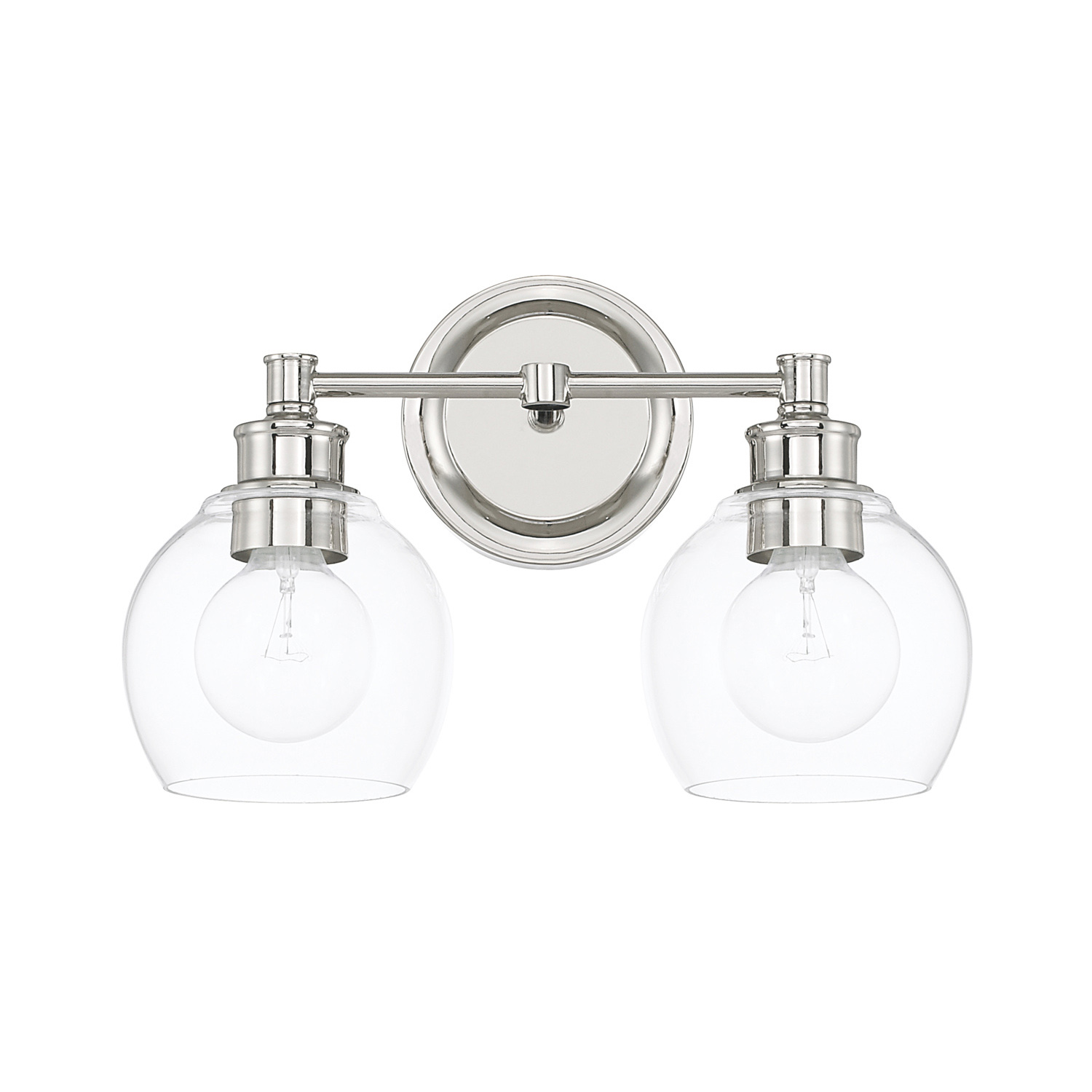 14.5" W x 10" H x 7" E 2-Light Clear Glass Vanity in Polished Nickel