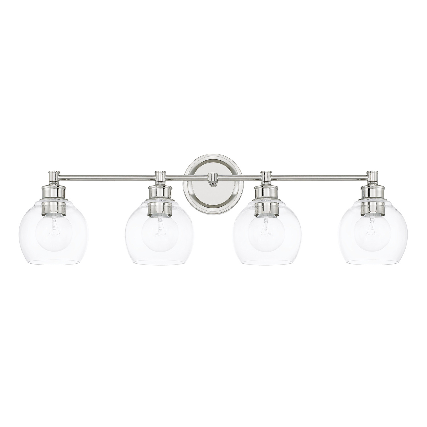 32" W x 10" H x 7" E 4-Light Clear Glass Vanity in Polished Nickel