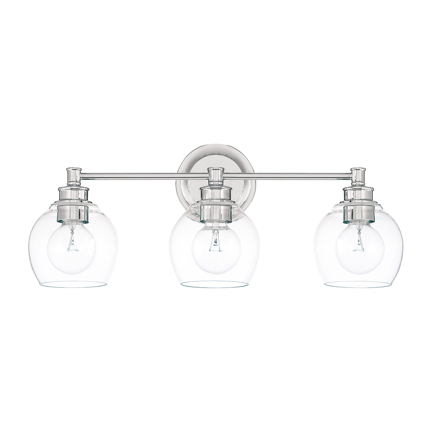 23.5" W x 10" H x 7" E 3-Light Clear Glass Vanity in Polished Nickel