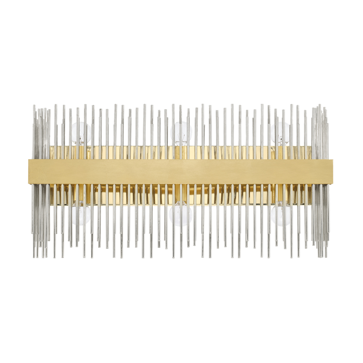 24" W x 12" H x 6" E 6-Light Modern Vanity in Gold Leaf and Polished Nickel