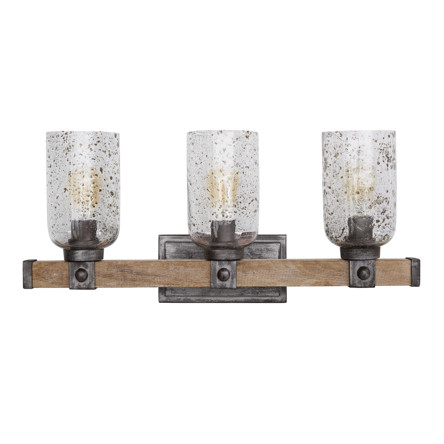 27" W x 12.5" H x 7" E 3-Light Vanity in Urban Wash with Stone Seeded Glass