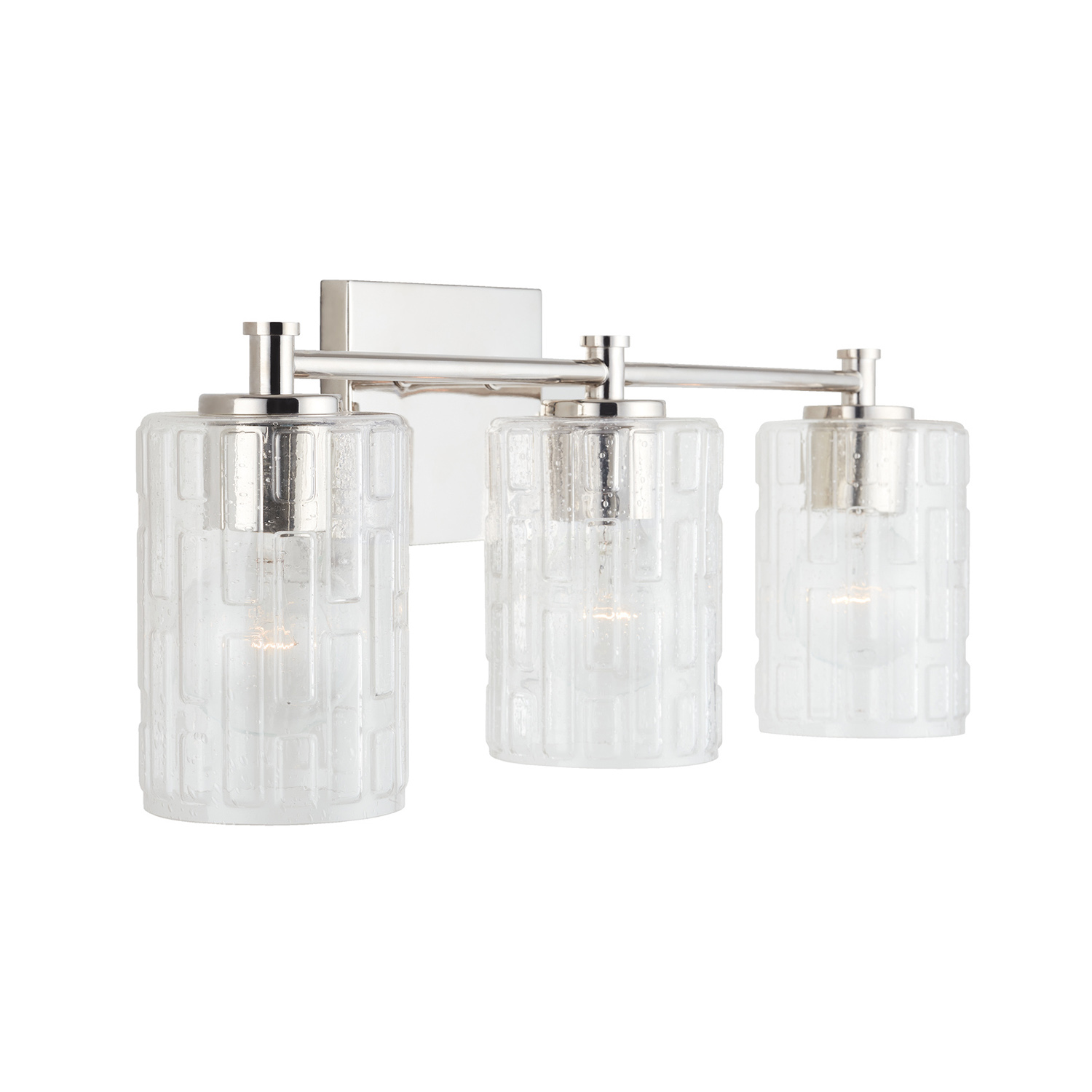 23" W x 9" H x 7" E 3-Light Seeded Embossed Glass Vanity in Polished Nickel