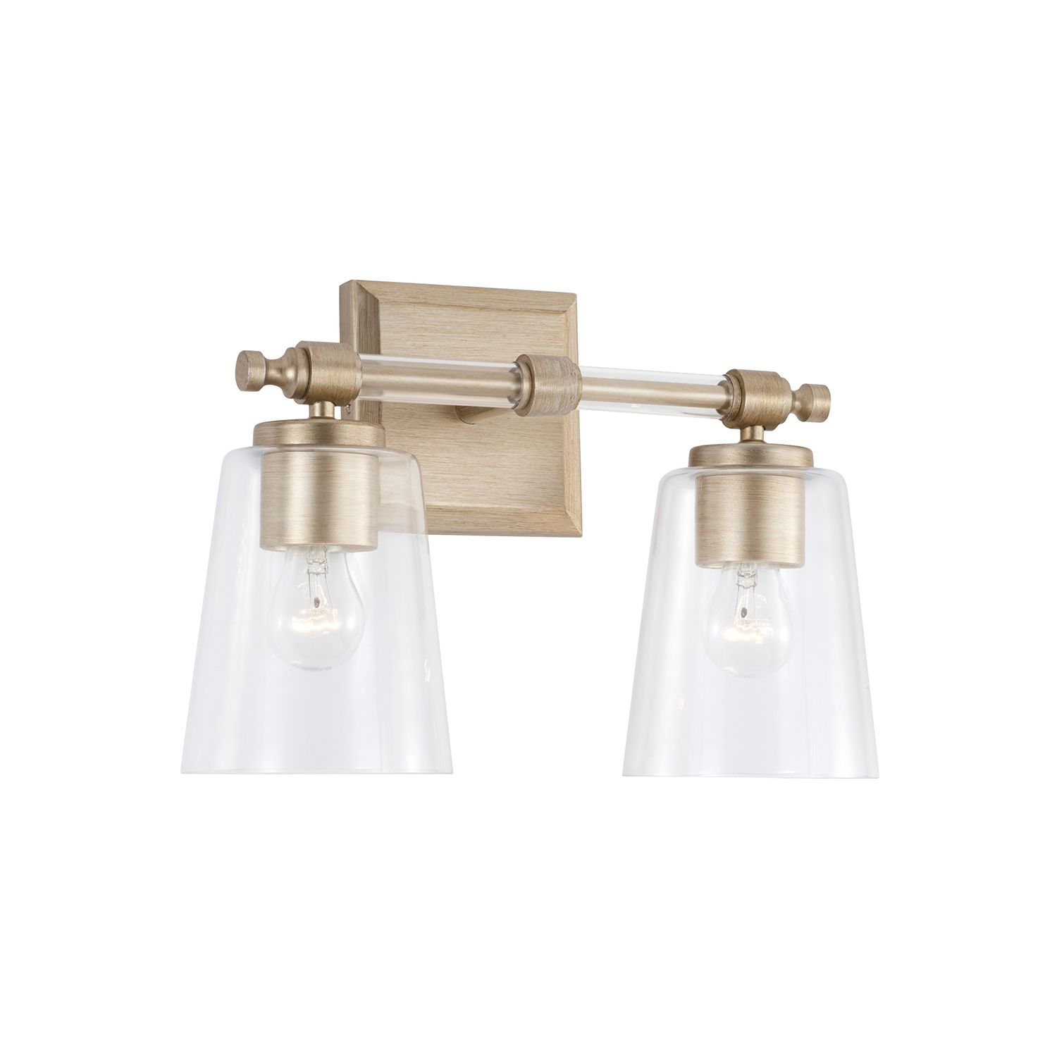 14" W x 10" H 2-Light Vanity in Brushed Champagne with Acrylic Rod Accent