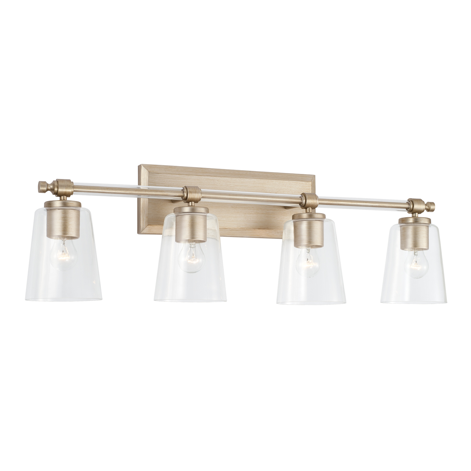 14" W x 10" H 4-Light Vanity in Brushed Champagne with Acrylic Rod Accents