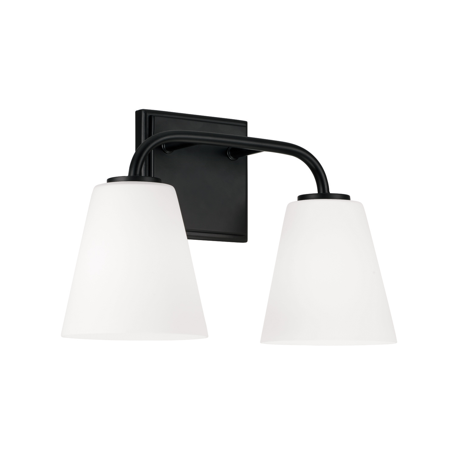 14.5"W x 9"H 2-Light Vanity in Matte Black with Soft White Glass