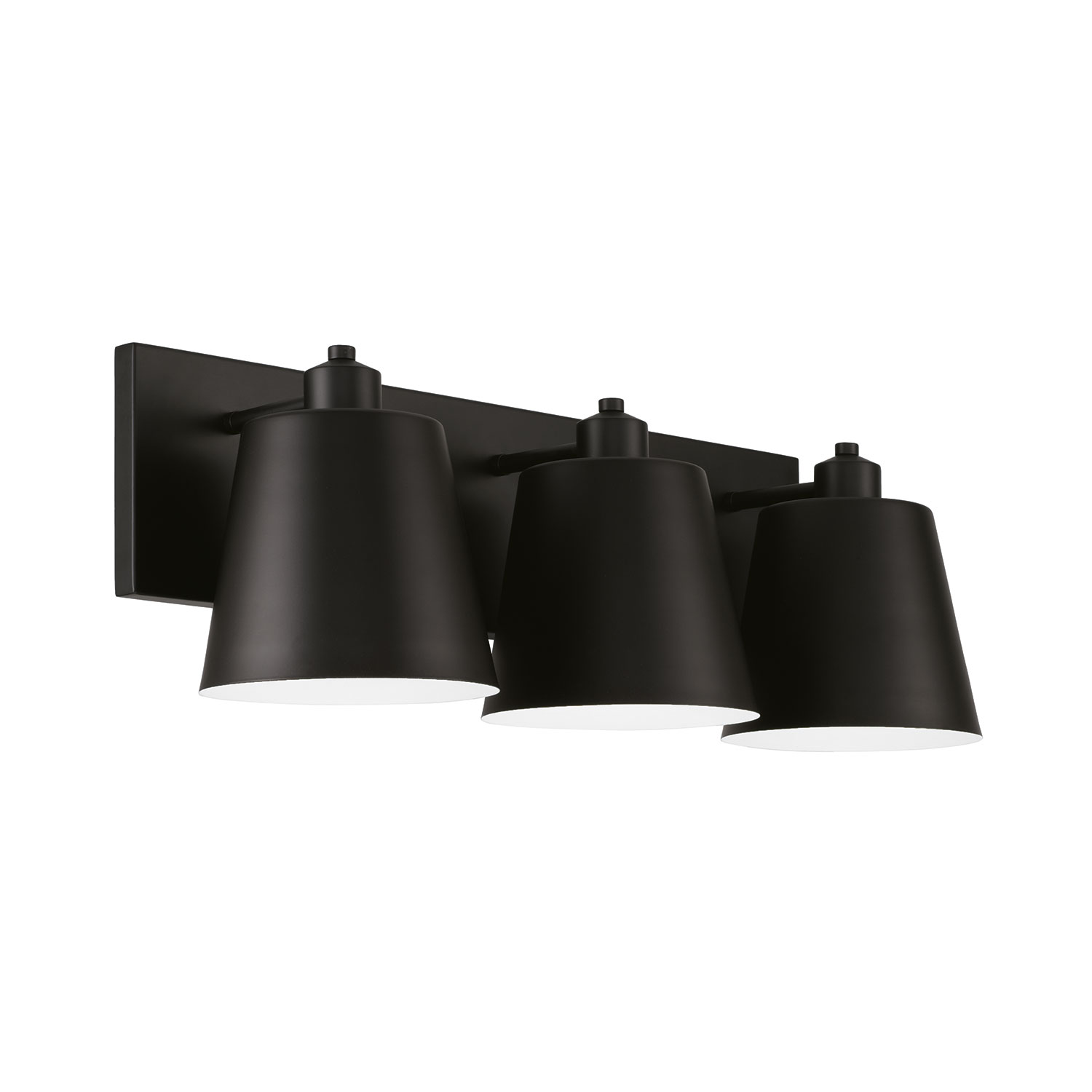24"W x 8.25"H 3-Light Modern Metal Vanity in Matte Black with White Interior