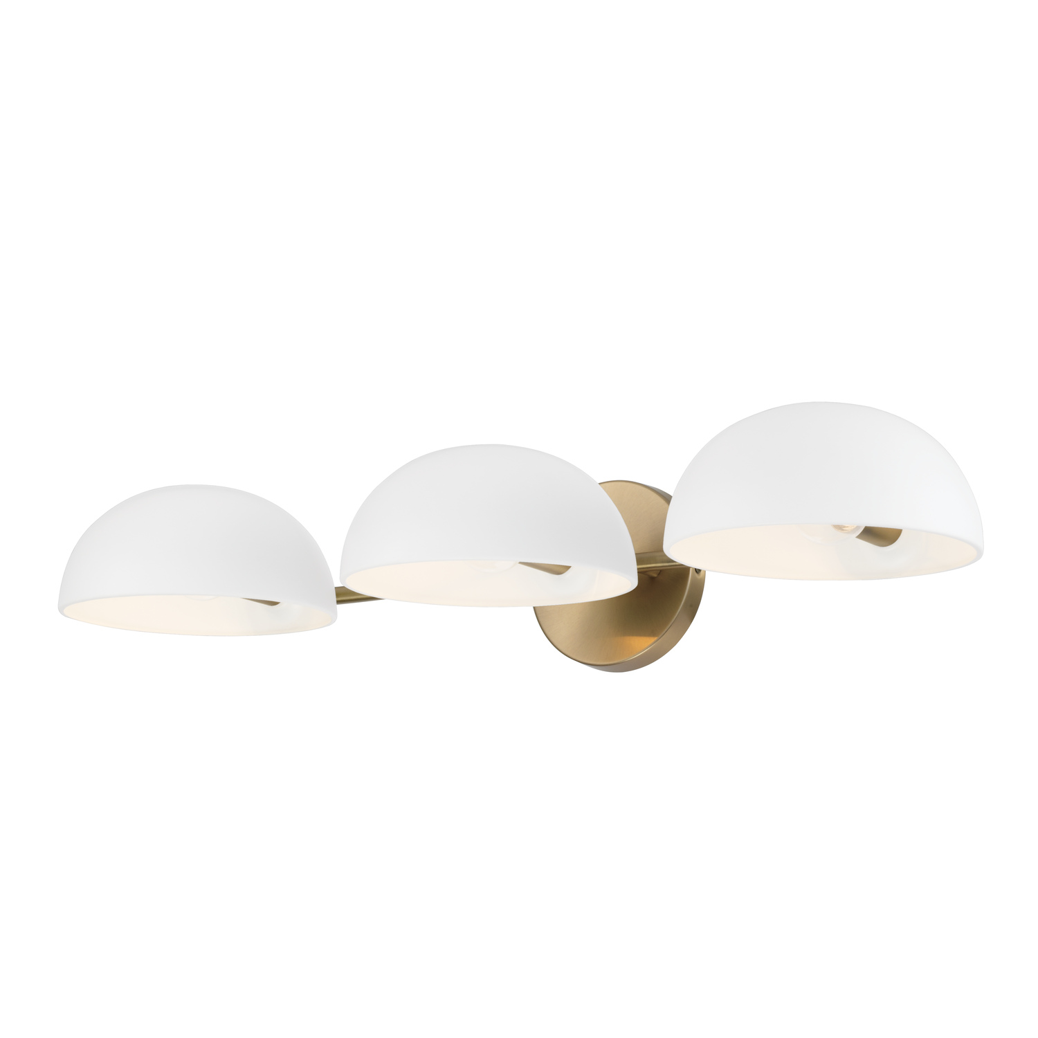26"W x 5"H 3-Light Vanity in Aged Brass and White