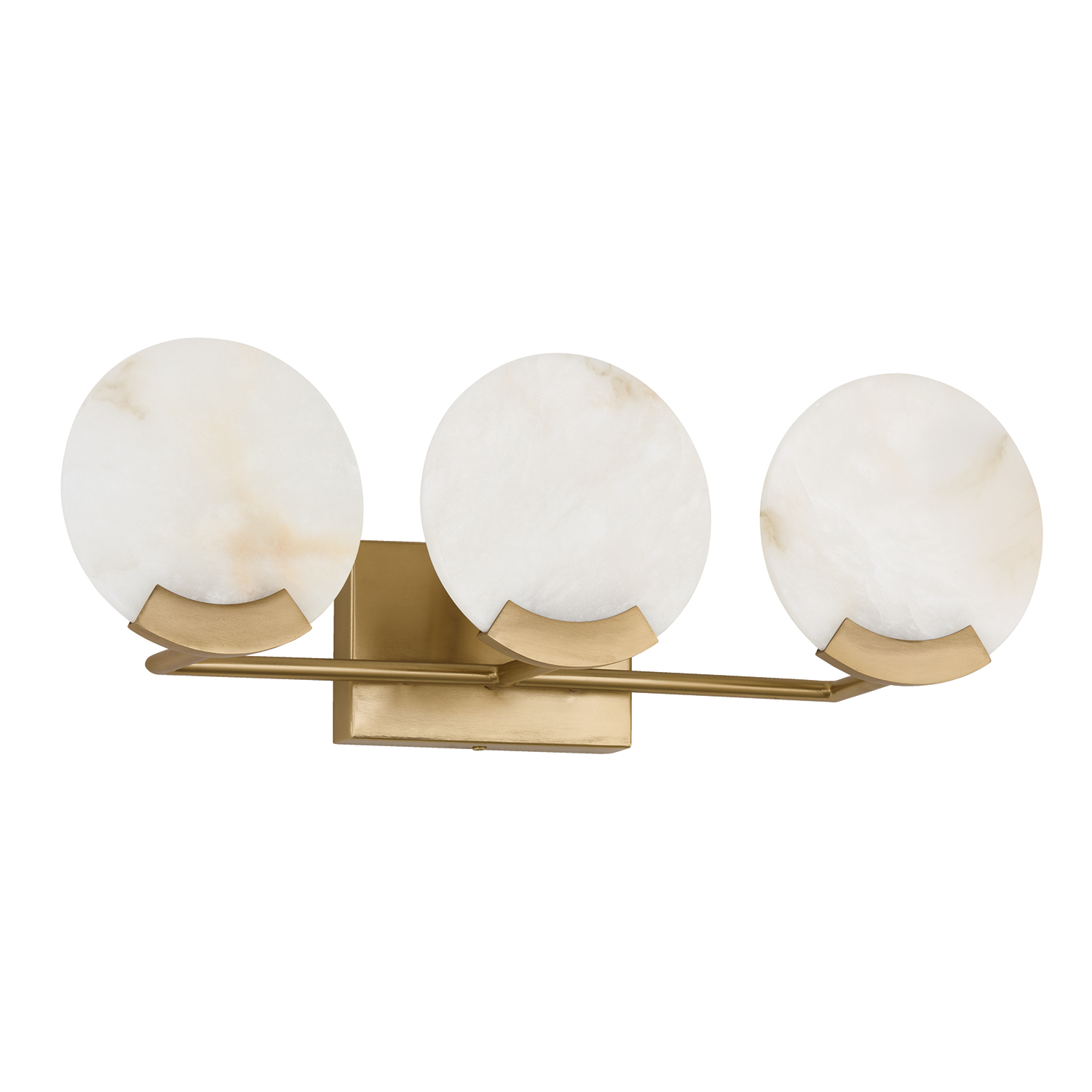 24" W x 7.5" H 3-Light Vanity in Aged Brass with Natural Alabaster Stone