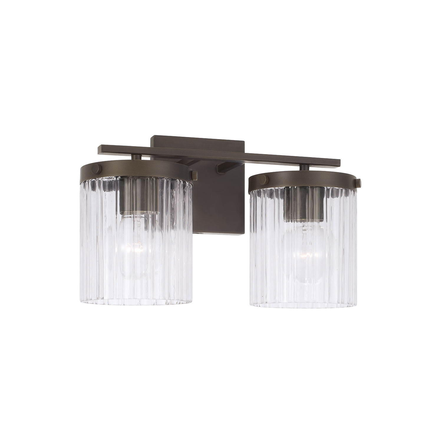 16" W x 9" H 2-Light Vanity in Oil Rubbed Bronze with Clear Beveled Fluted Glass