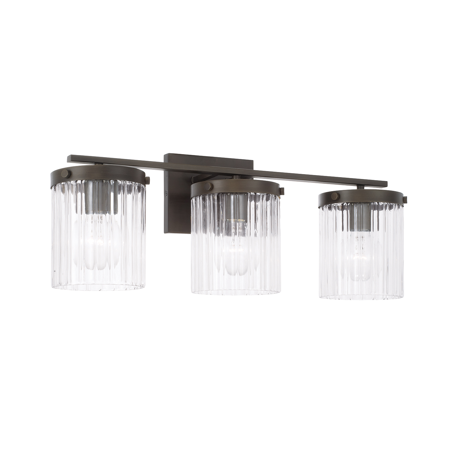 25" W x 9" H 3-Light Vanity in Oil Rubbed Bronze with Clear Beveled Fluted Glass