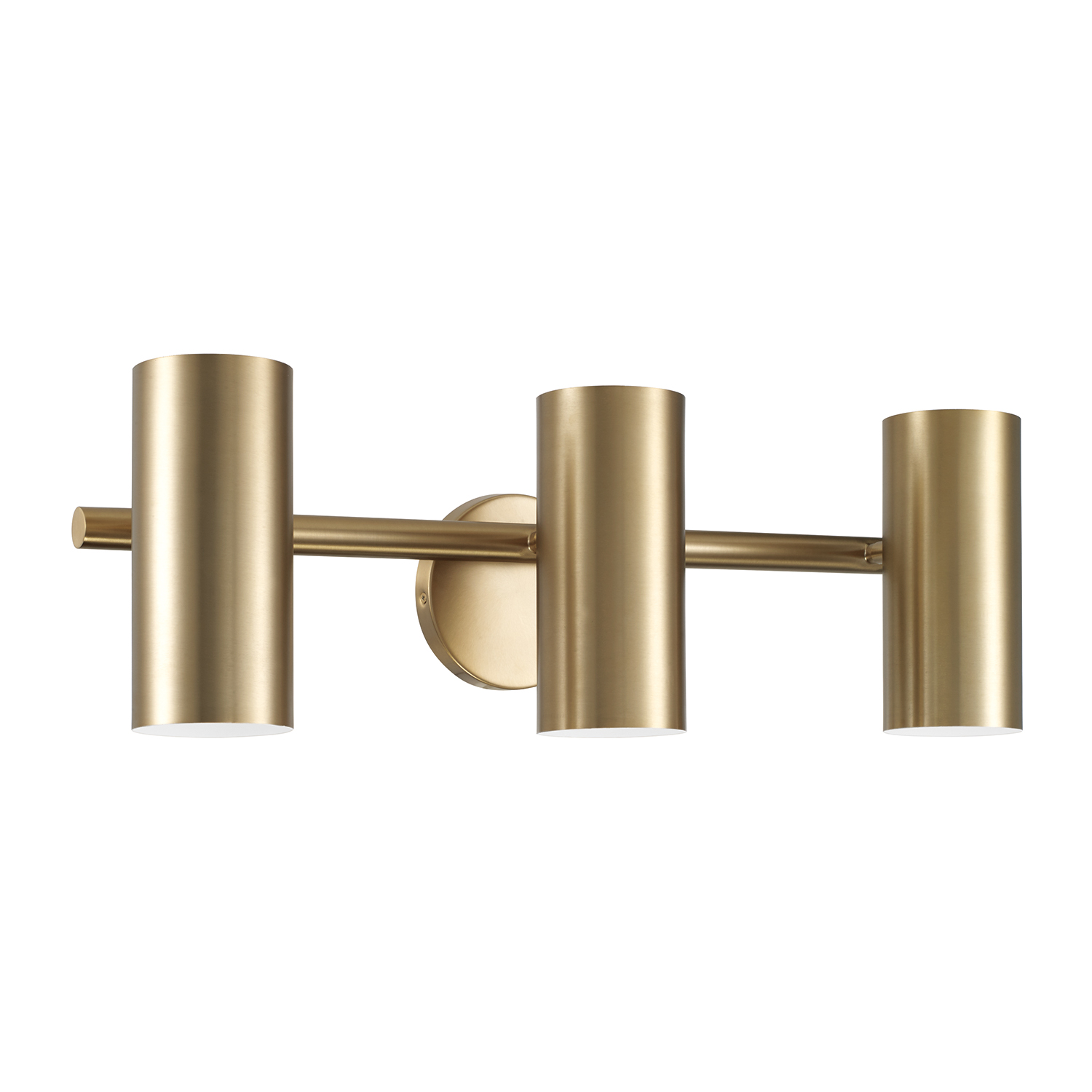 24" W x 8" H 3-Light Adjustable Vanity in Aged Brass with Matte White Interior and Repositional Metal Shades