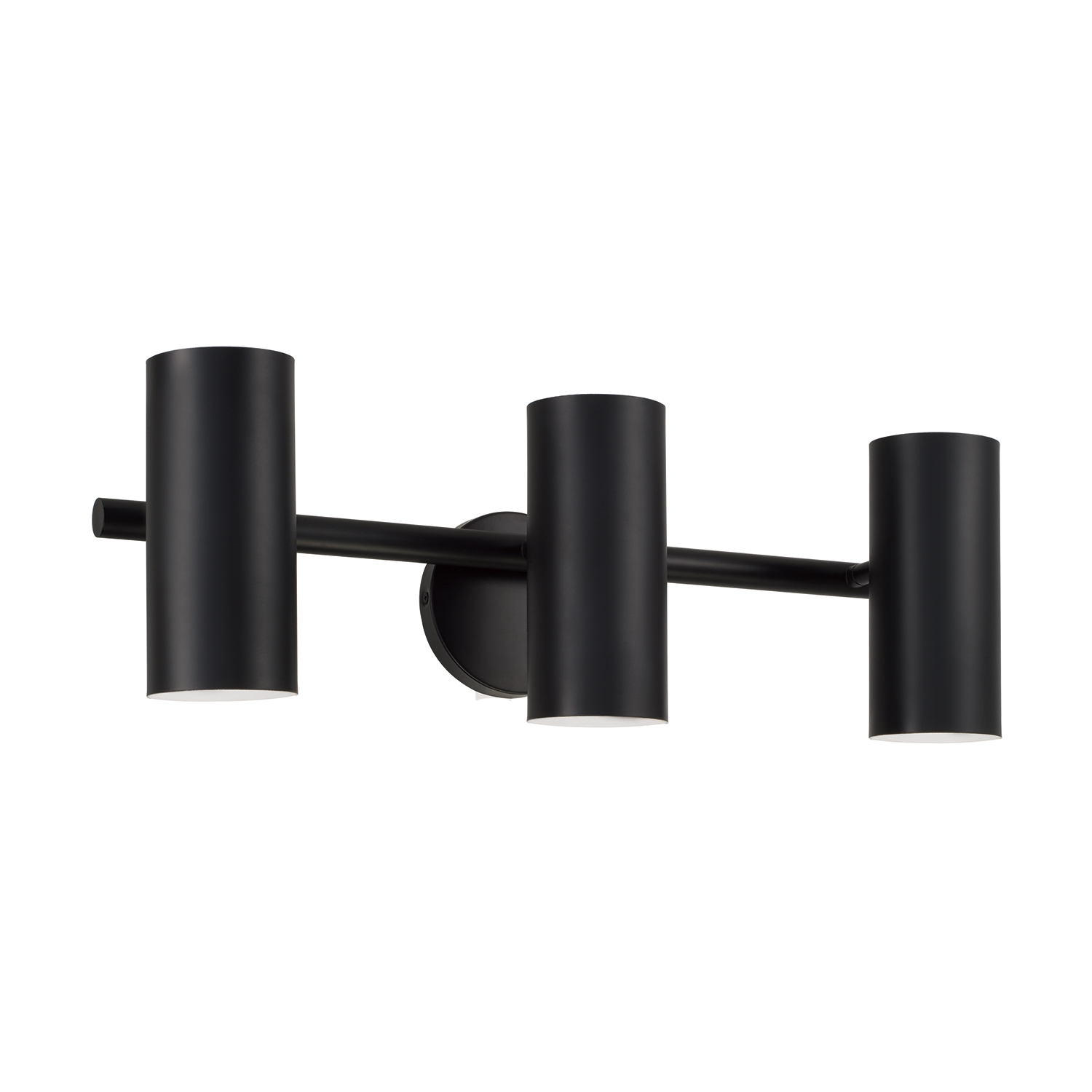 24" W x 8" H 3-Light Adjustable Vanity in Matte Black with Matte White Interior and Repositional Metal Shades