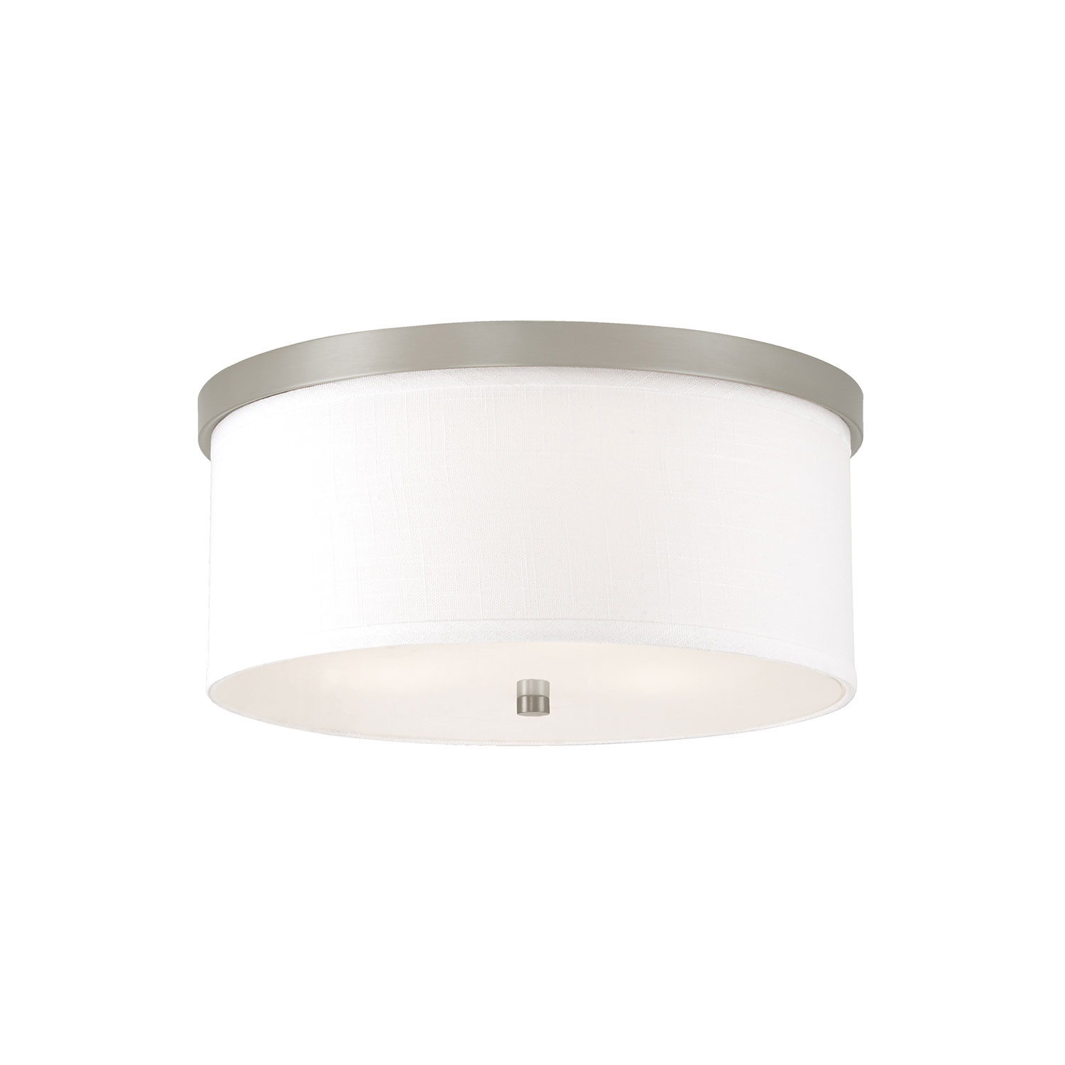 16" W x 7" H 3-Light Flush Mount in Matte Nickel - White Fabric Drum Shade with Diffuser