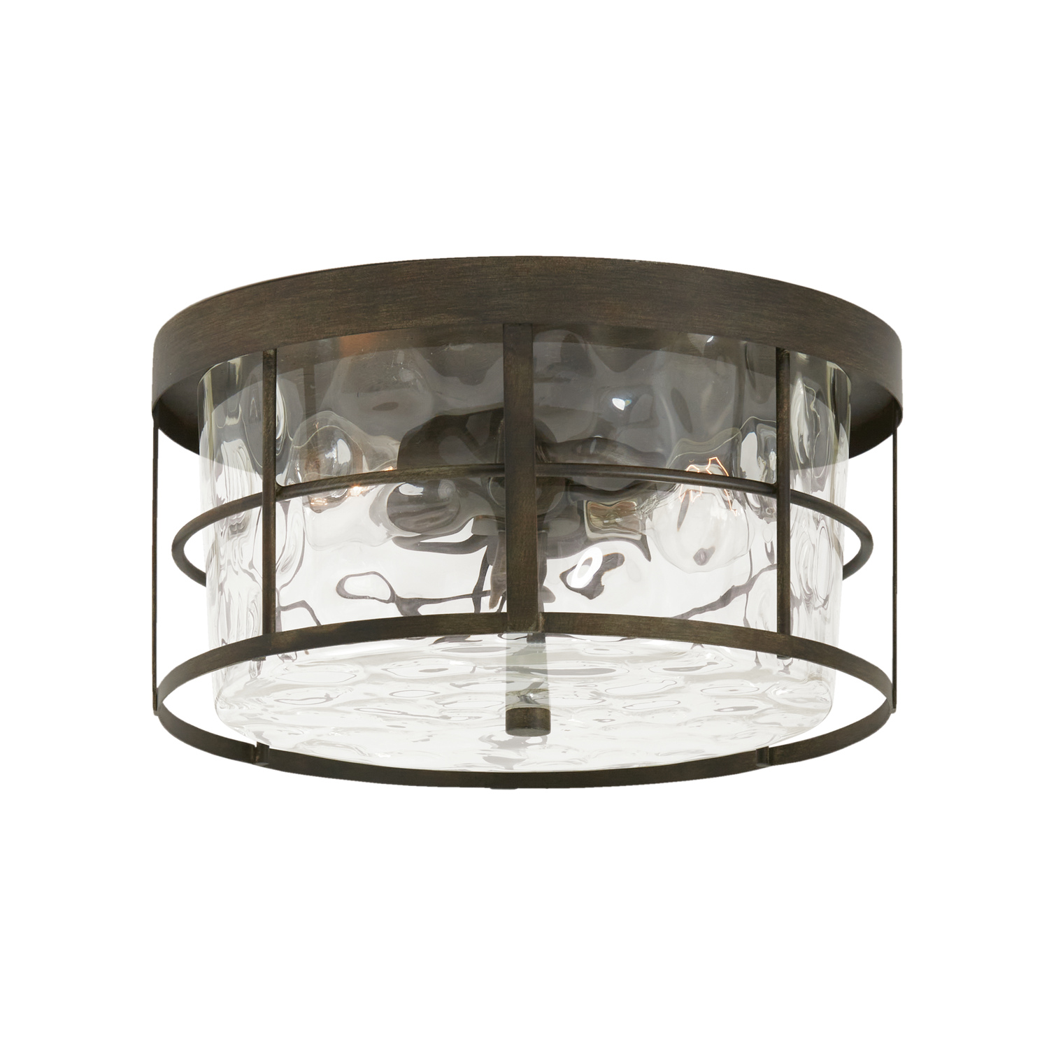 13" W x 7" H 2-Light Flush Mount in Farm House with Clear Water Glass