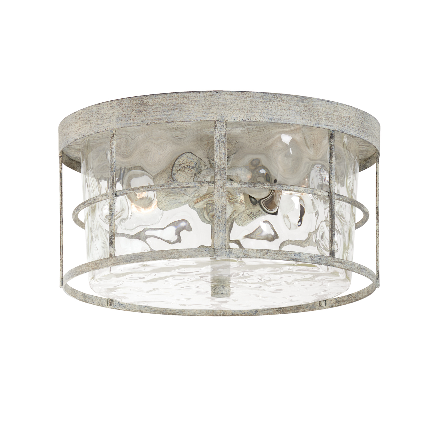13" W x 7" H 2-Light Flush Mount in Mystic Sand with Clear Water Glass